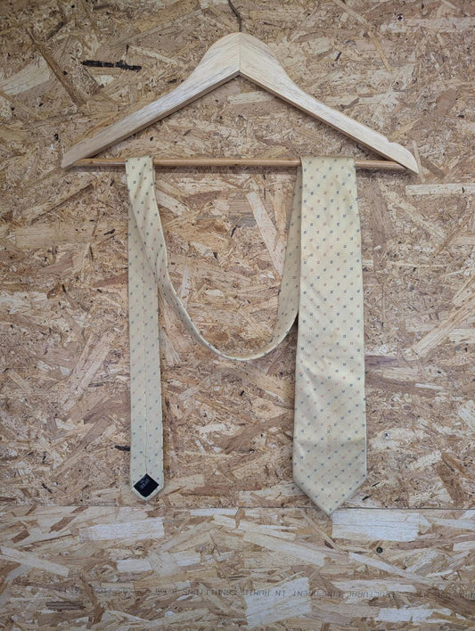 Burberry London Silk Tie Men Check Pattern Yellow Beige Vintage 90s Italy Made