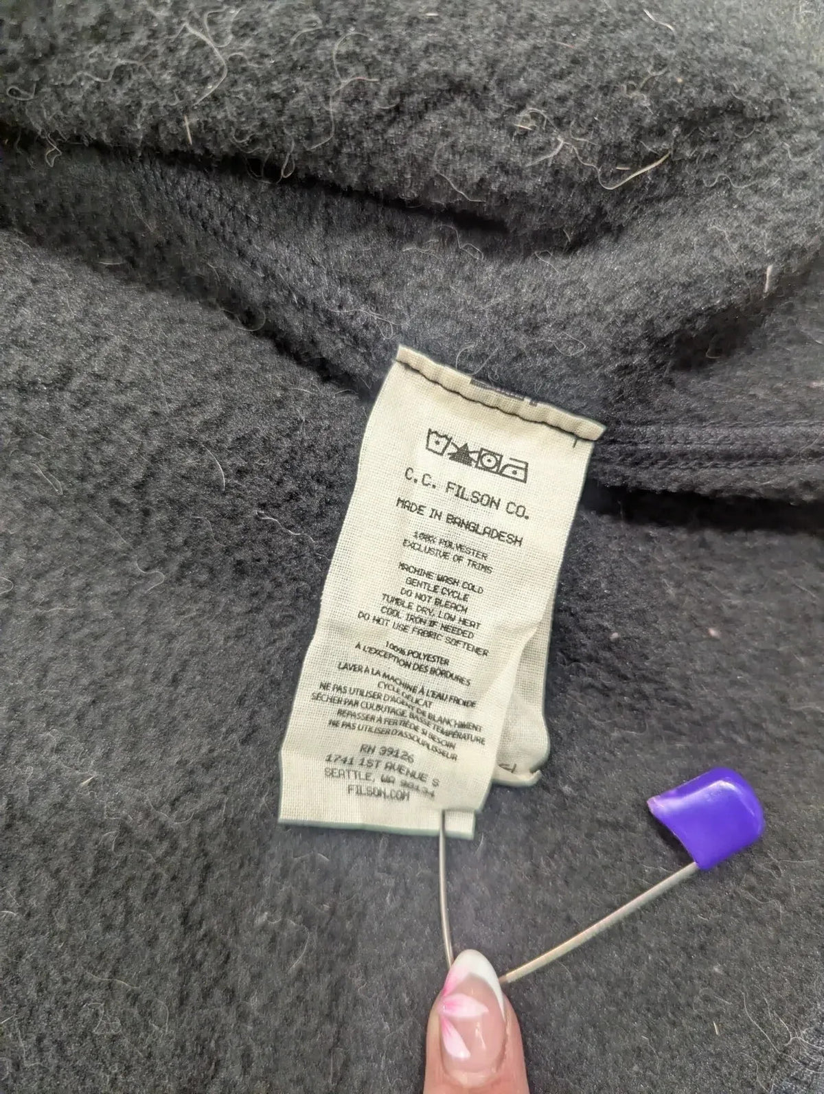 Filson Granite Spire Fleece Vest Mens Large Grey Black Fleece Lined Full Zip