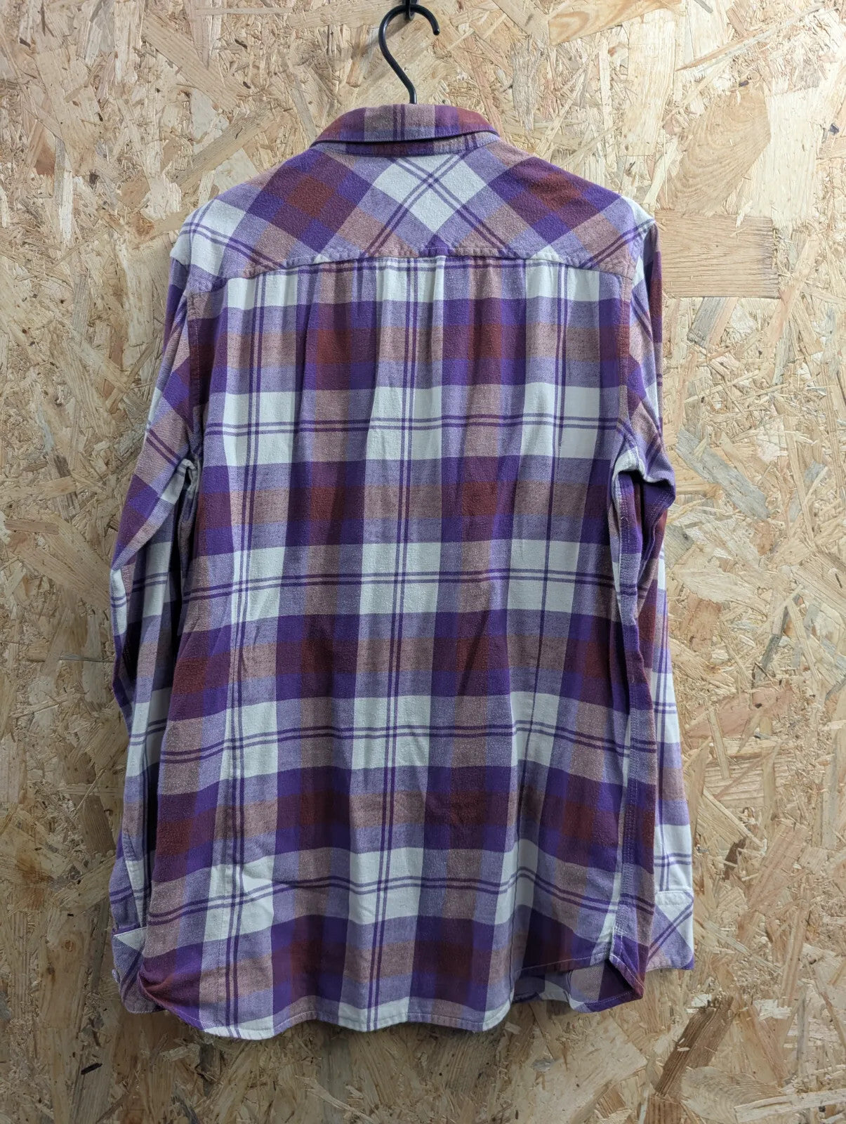 Diesel Shirt Mens Medium Purple Cream Plaid Flannel Long Sleeve Cotton Check