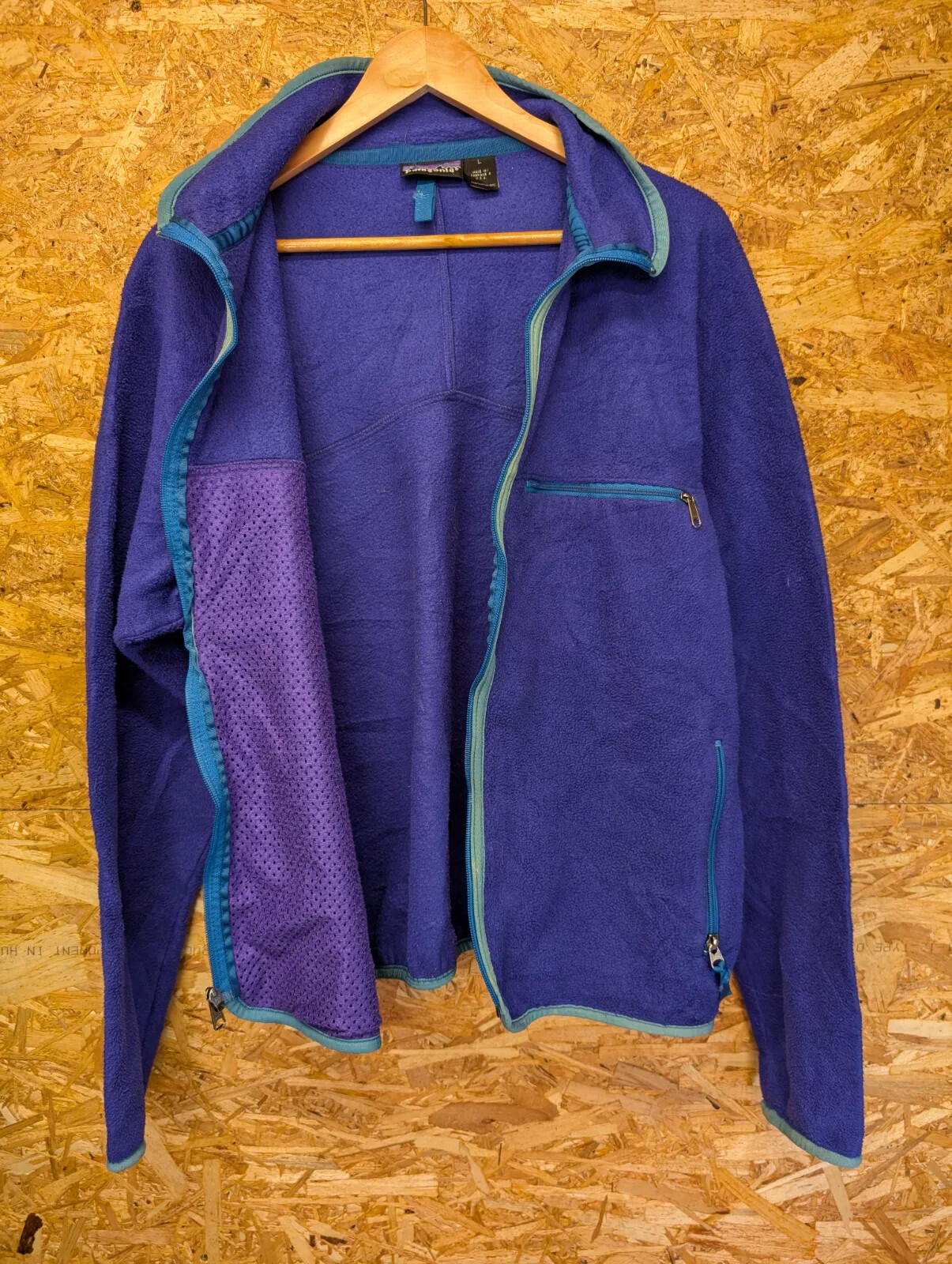 Vintage Patagonia Fleece Jacket Mens Large Blue USA Made 90s Full Zip Cardigan