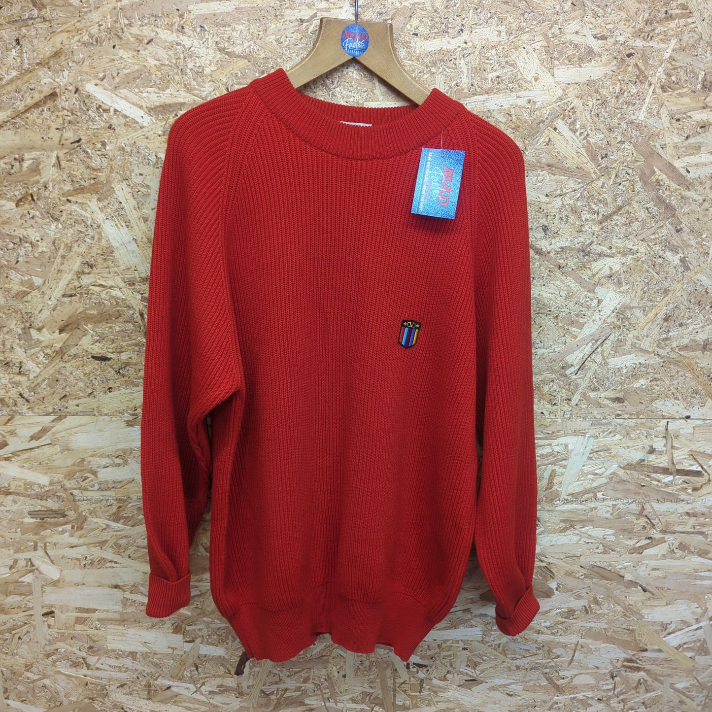 Valentino Mens Jumper Vintage 80s Knit 100% Wool Red Beachwear Made In Italy XL