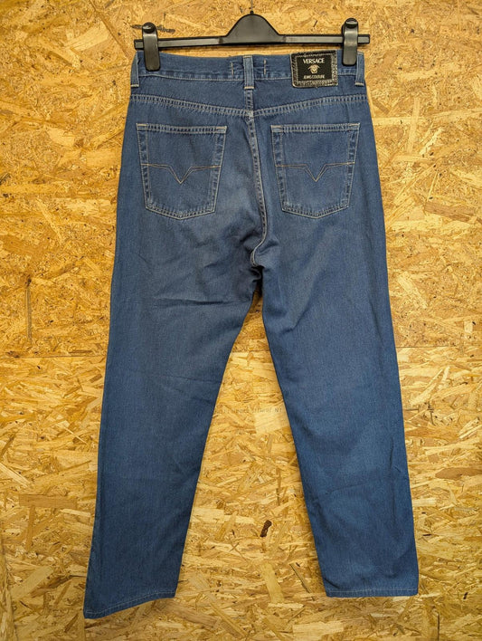 Versace Jeans Couture W30 L32 Men Y2K Straight Leg Navy Blue Denim Vintage 90s