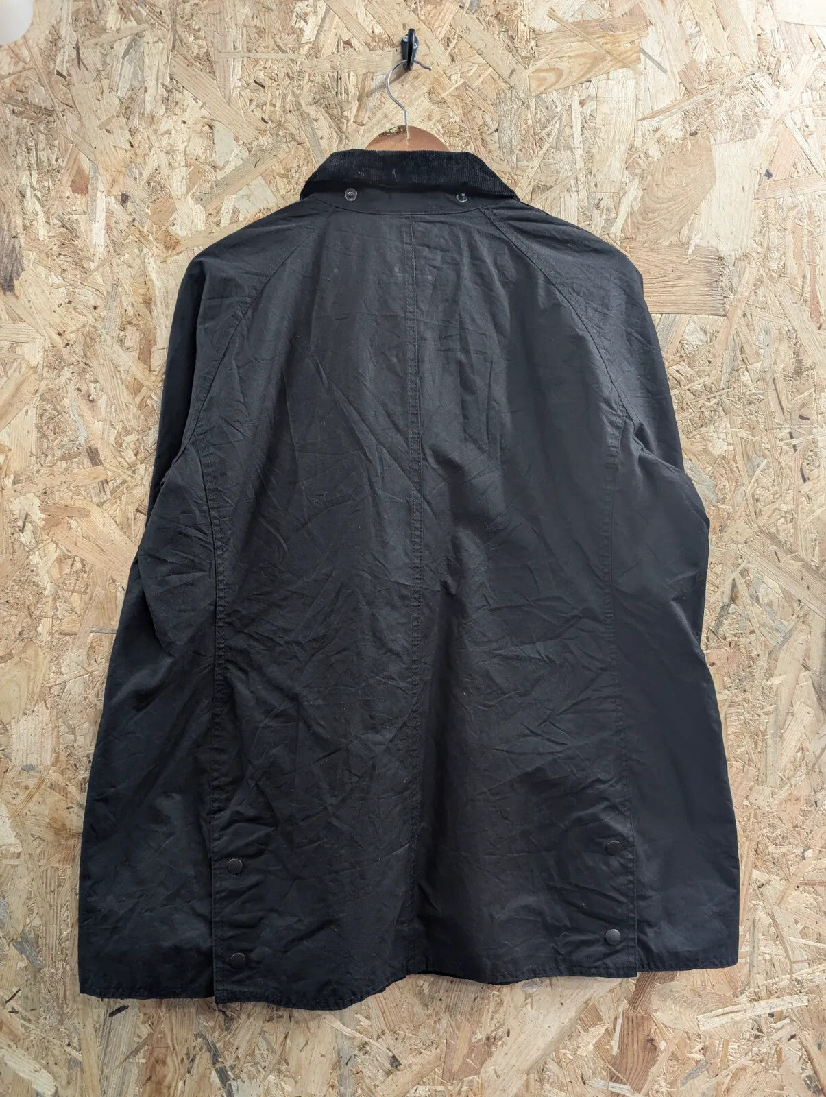 Barbour Beadnell Wax Jacket Womens Size UK 20 Black Cotton Tartan Cord Collar