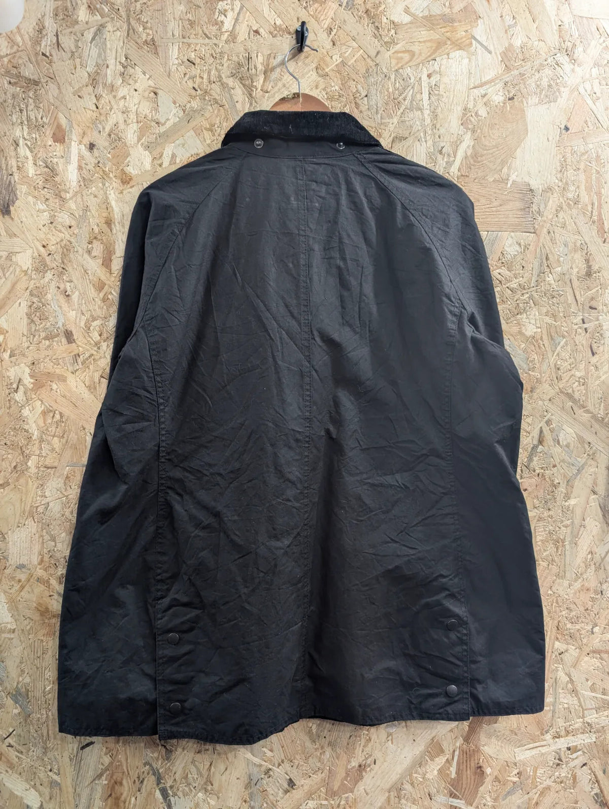Barbour Beadnell Wax Jacket Womens Size UK 20 Black Cotton Tartan Cord Collar