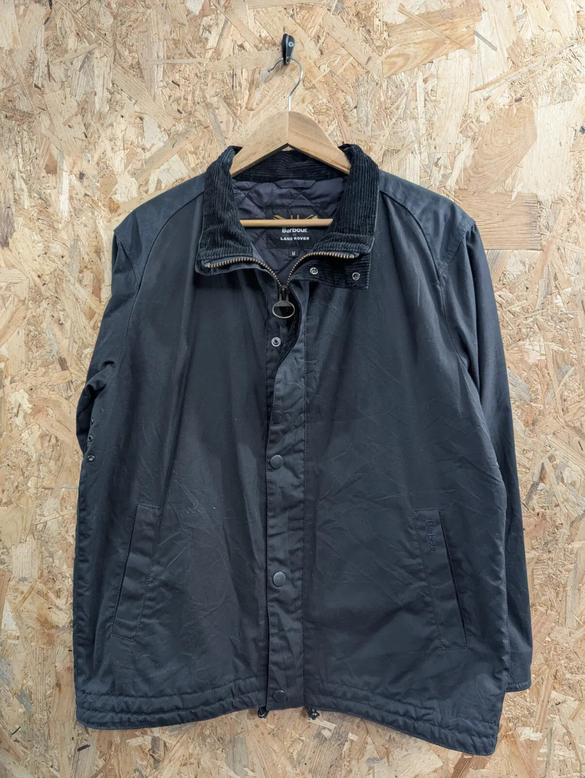 Barbour x Landrover Gillingham Quilted Waxed Jacket Mens Medium Black Defender