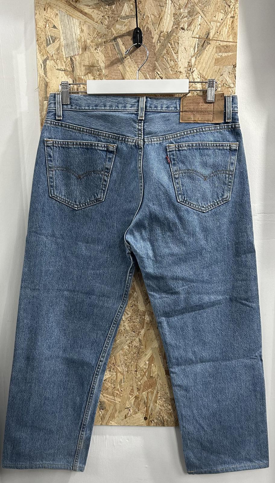 Levis 501 Jeans W36 L26 Made in USA Vintage 90s Mid Wash Blue Denim