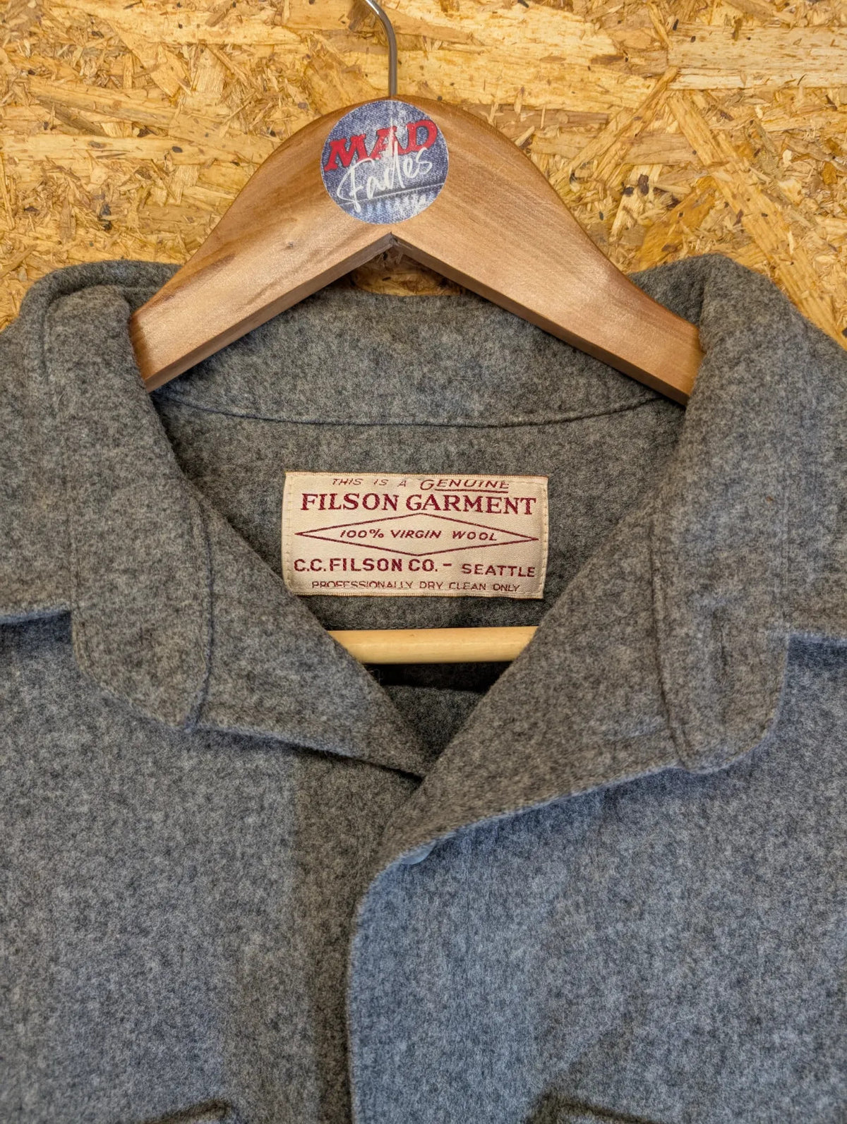 Filson Wool Jac Shirt Mens Large Made USA Cruiser Heather Grey Style 90 USA Made