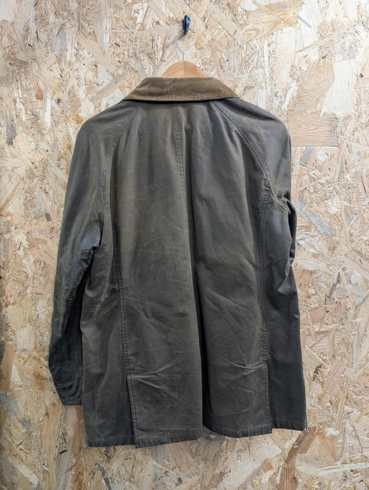 Barbour Waxed Jacket Womens UK14 Olive Waxed Cotton Tartan Lining Full Zip Plaid