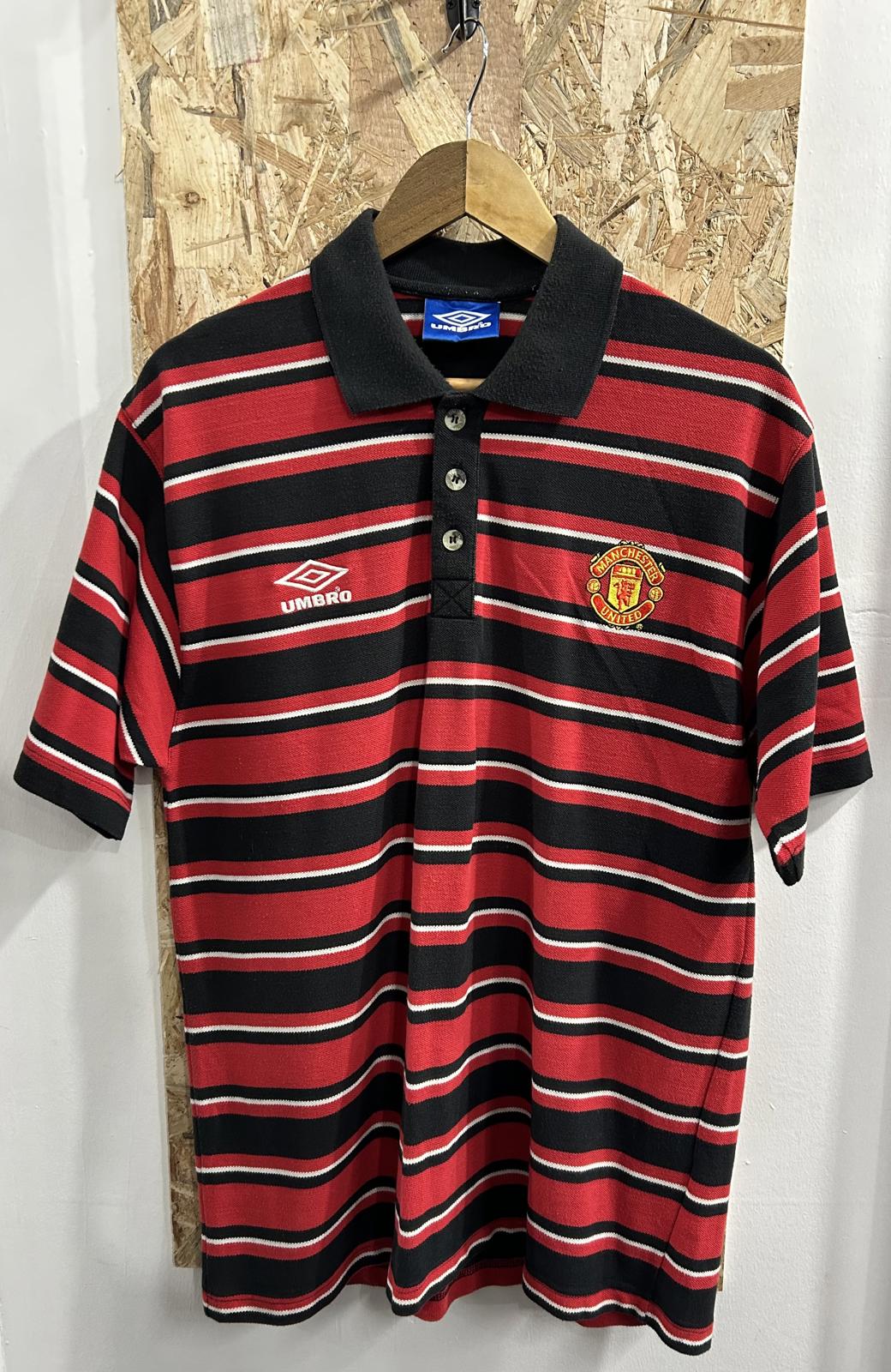Manchester United Large Polo Shirt 90s Training Football Umbro Vintage Jersey