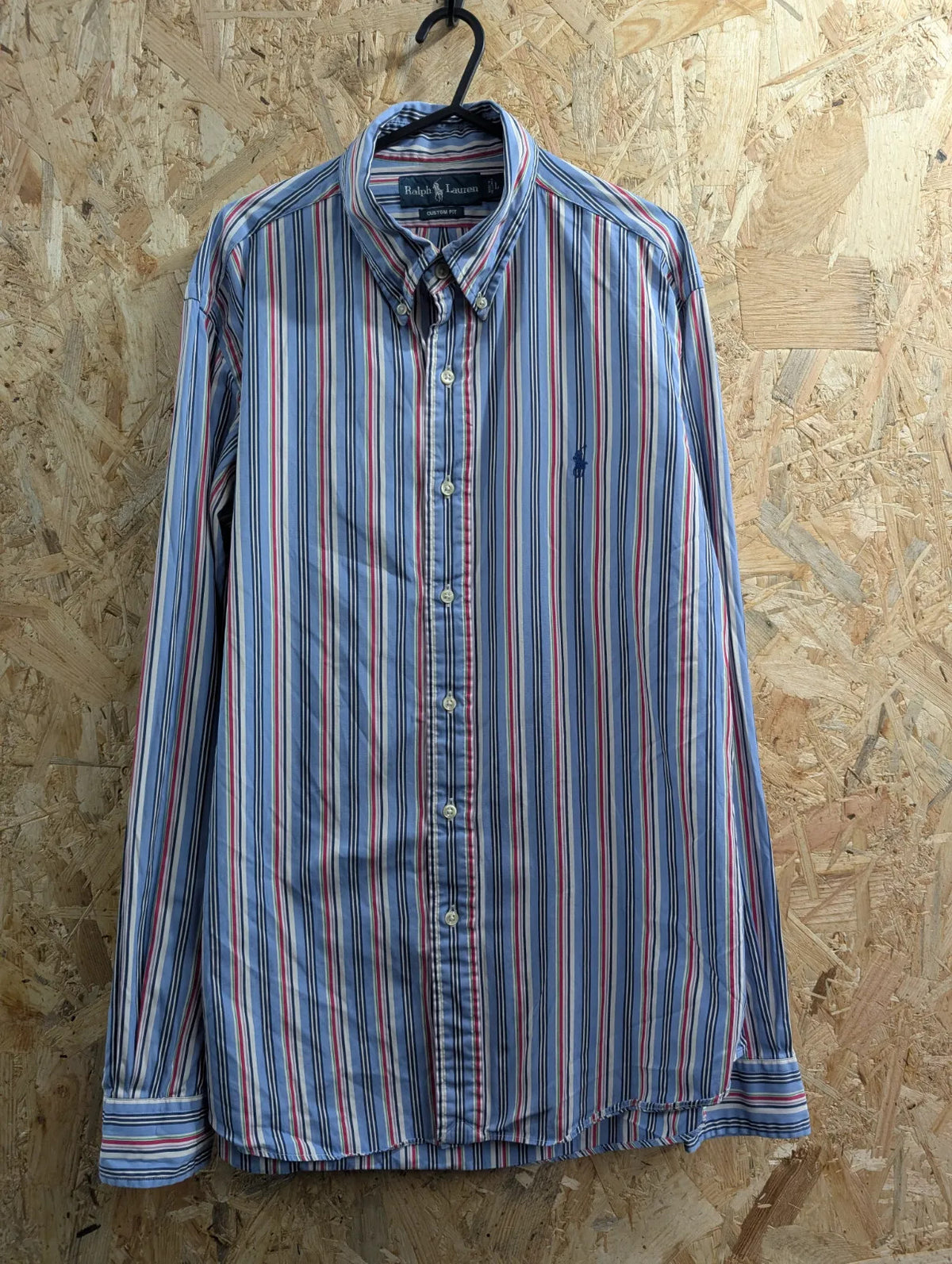 Polo Ralph Lauren Button Up Shirt Men Large Light Blue Cotton Striped Custom Fit