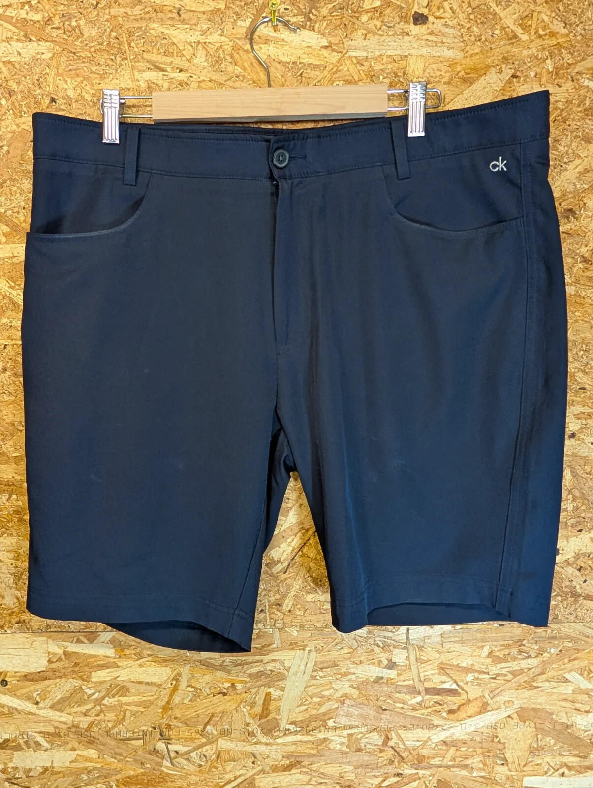 Calvin Klein Golf Shorts Mens W38 Navy Blue Stretch Zip Fly Pockets Belt Loops