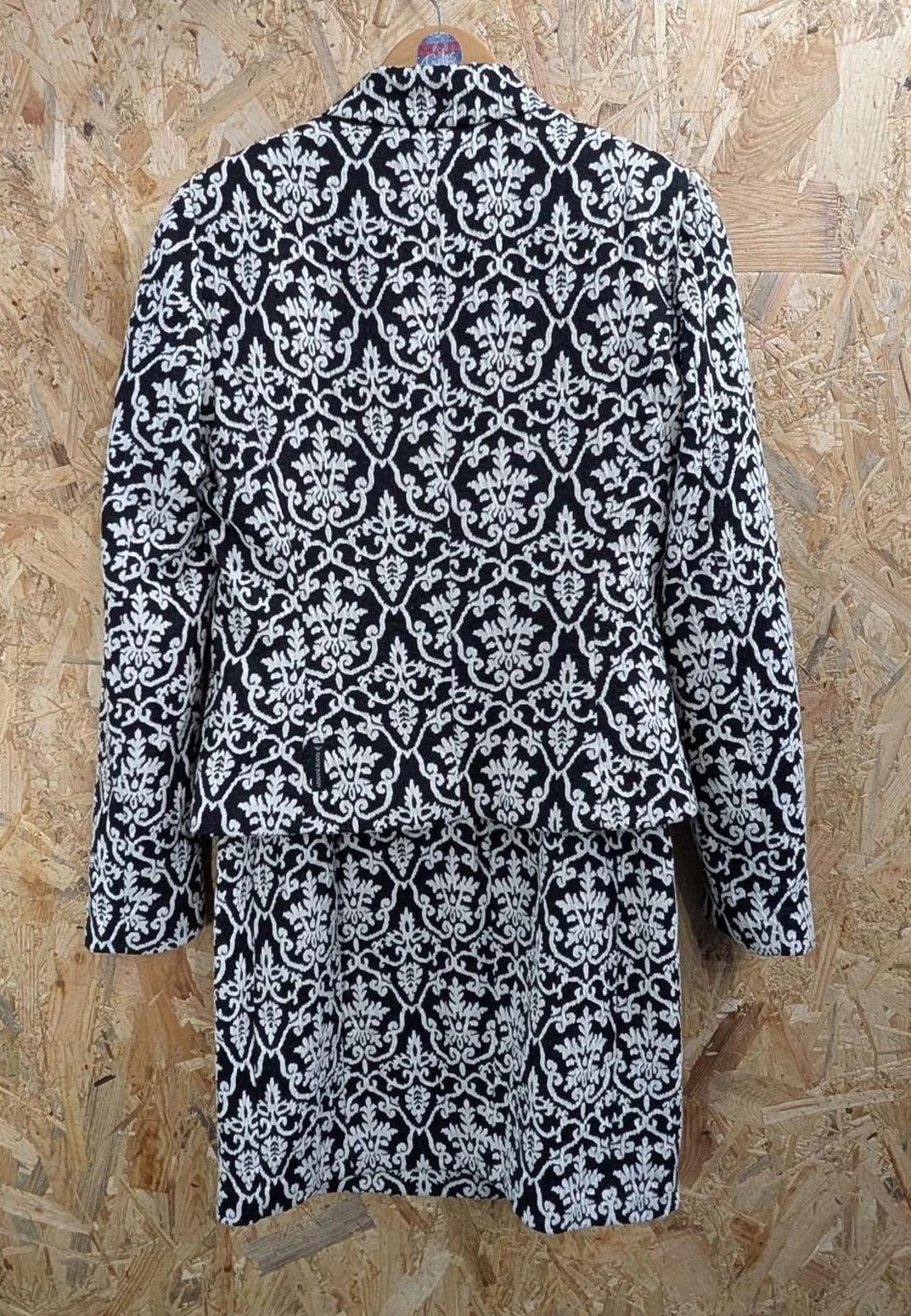 Armani Dress Suit Jacket Combo Size 12 XL Cotton Black White Pattern Skirt Jeans