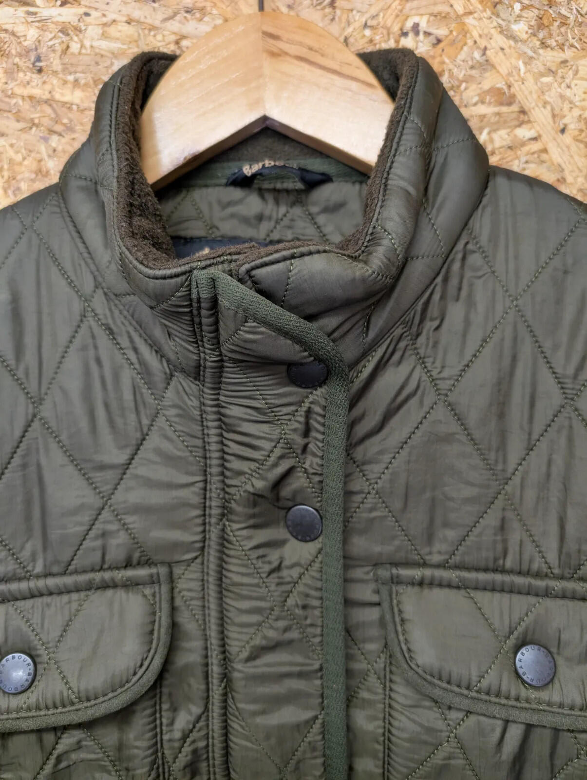 Barbour L1800 Utility Quilt Jacket Womens UK16 Olive Green Thermal Fleece Padded