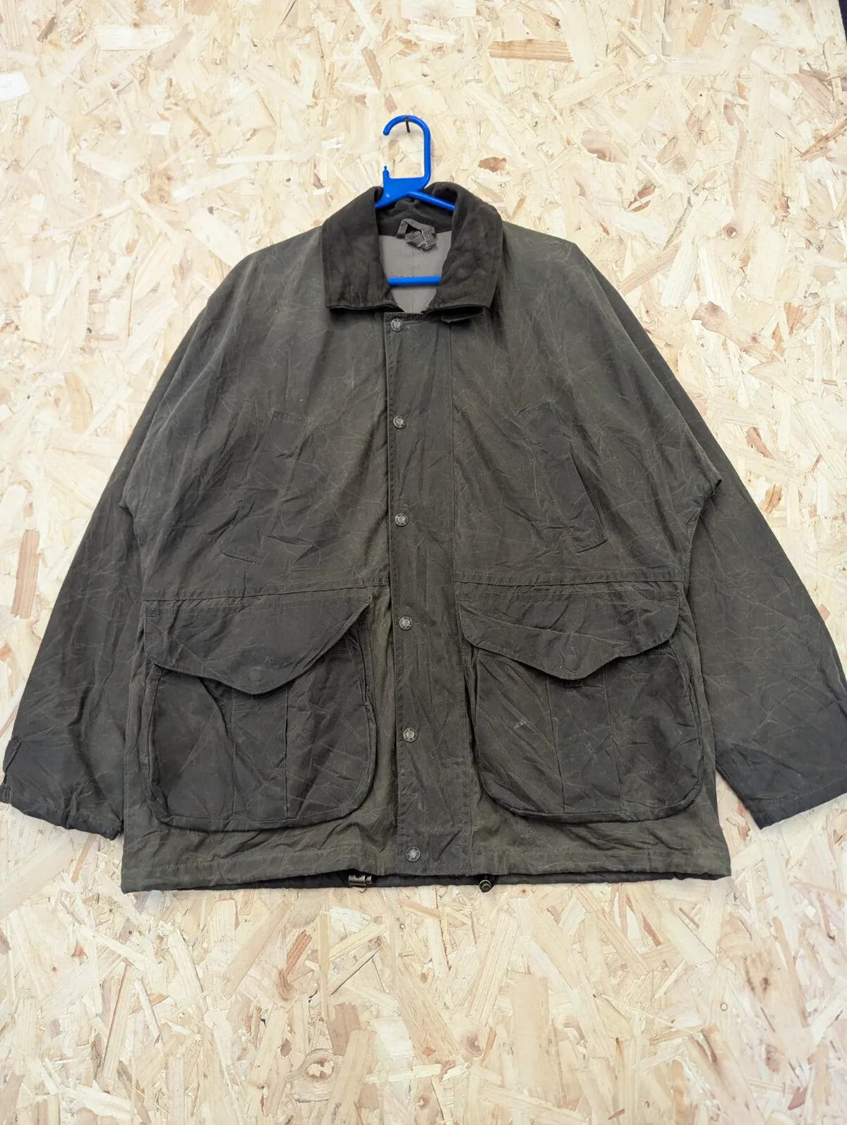 Filson Tin Cloth Field Jacket Mens Large Khaki Green Oil Lined Wax USA Made