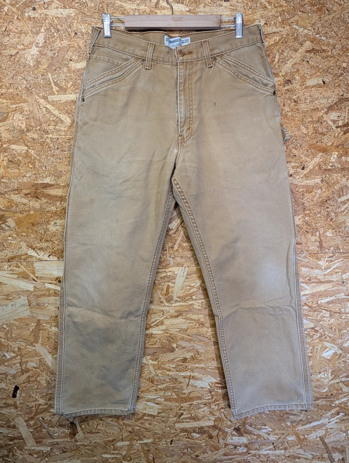 Levis Workwear Carpenter Trousers Mens W34 L32 Tan Canvas Signature Cargo 90s