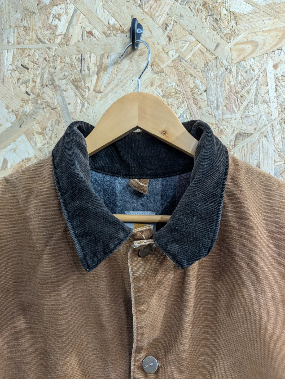 Carhartt Chore Jacket Mens XL Regular Brown Canvas Cord Collar Work Wear Duck