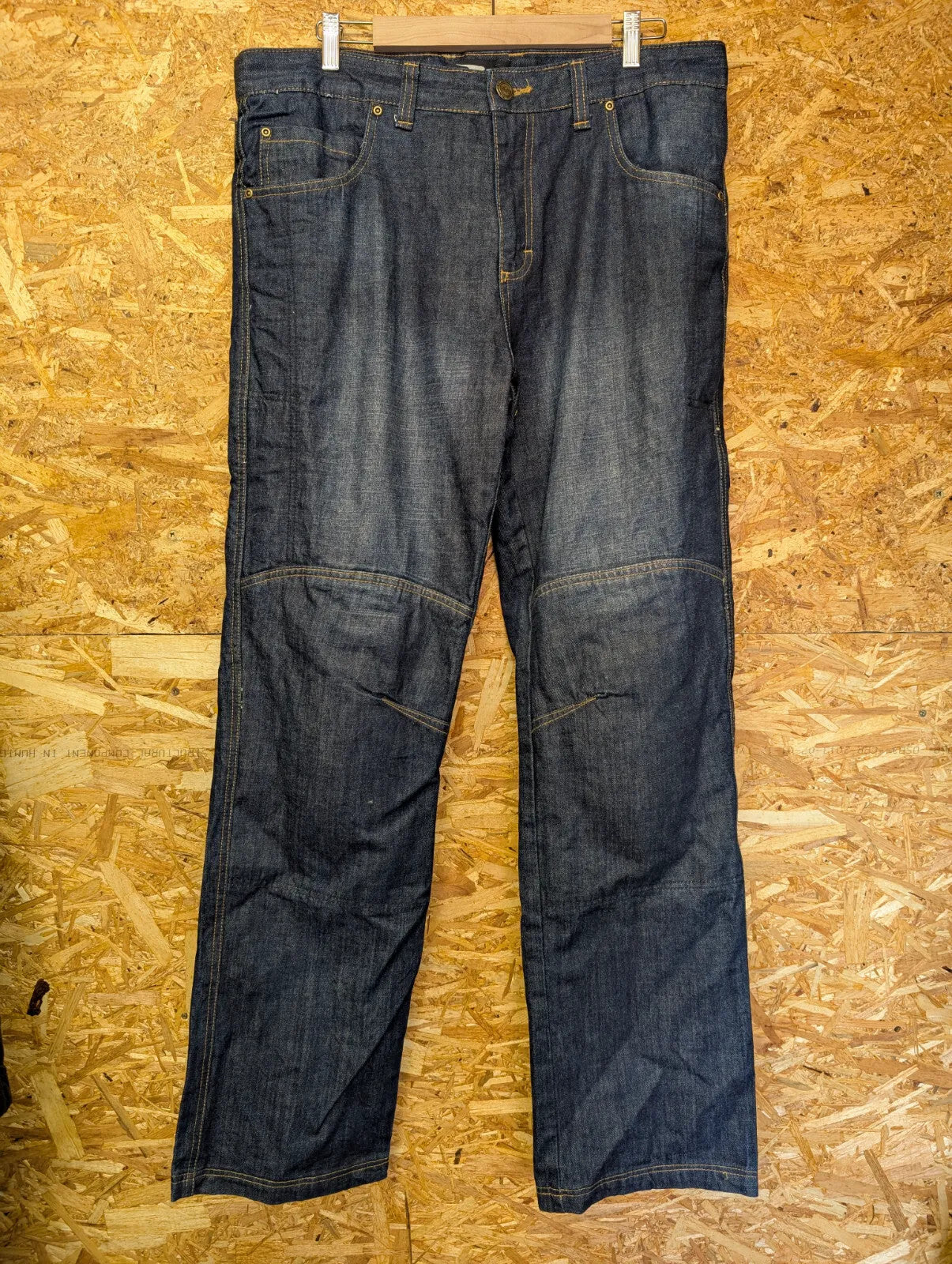 Crane Motorcycle Jeans Mens W36 L34 Dark Blue Wash Denim Zip Fly Bike
