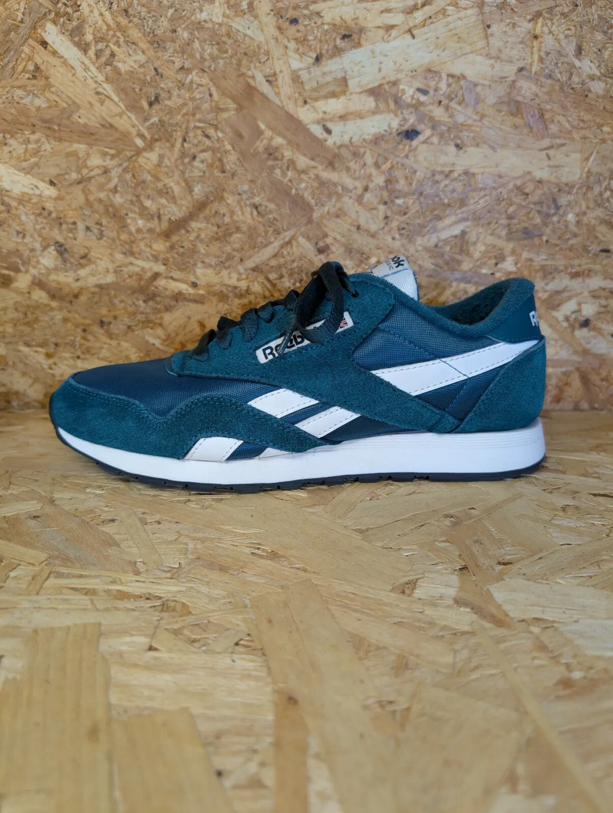Reebok Classic Low Top Trainers Mens UK 8 Teal Green Suede Mesh Logo Lace Retro