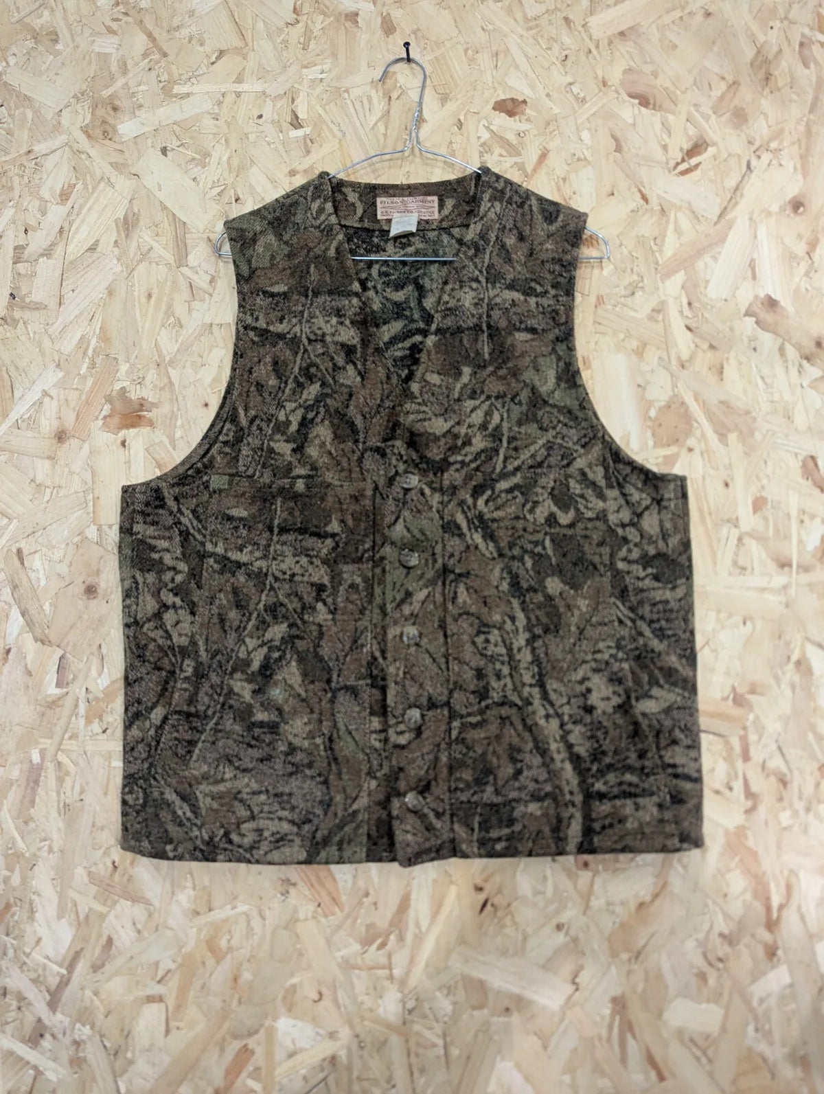 Filson Timber Camo Wool Vest Large Mackinaw USA Made Style 20 Tree Gilet Real