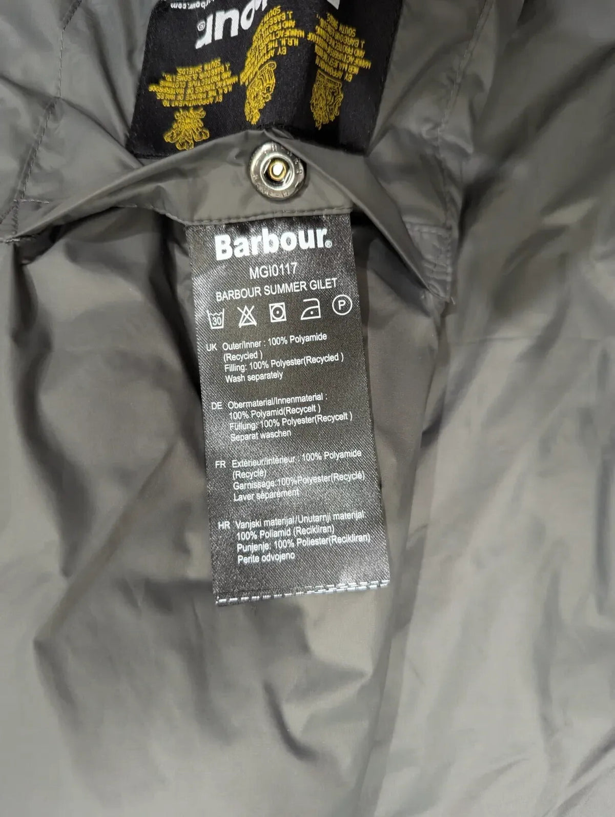 Barbour Gilet Vest Mens Large Charcoal Quilted Puffer Body Warmer Lightweight