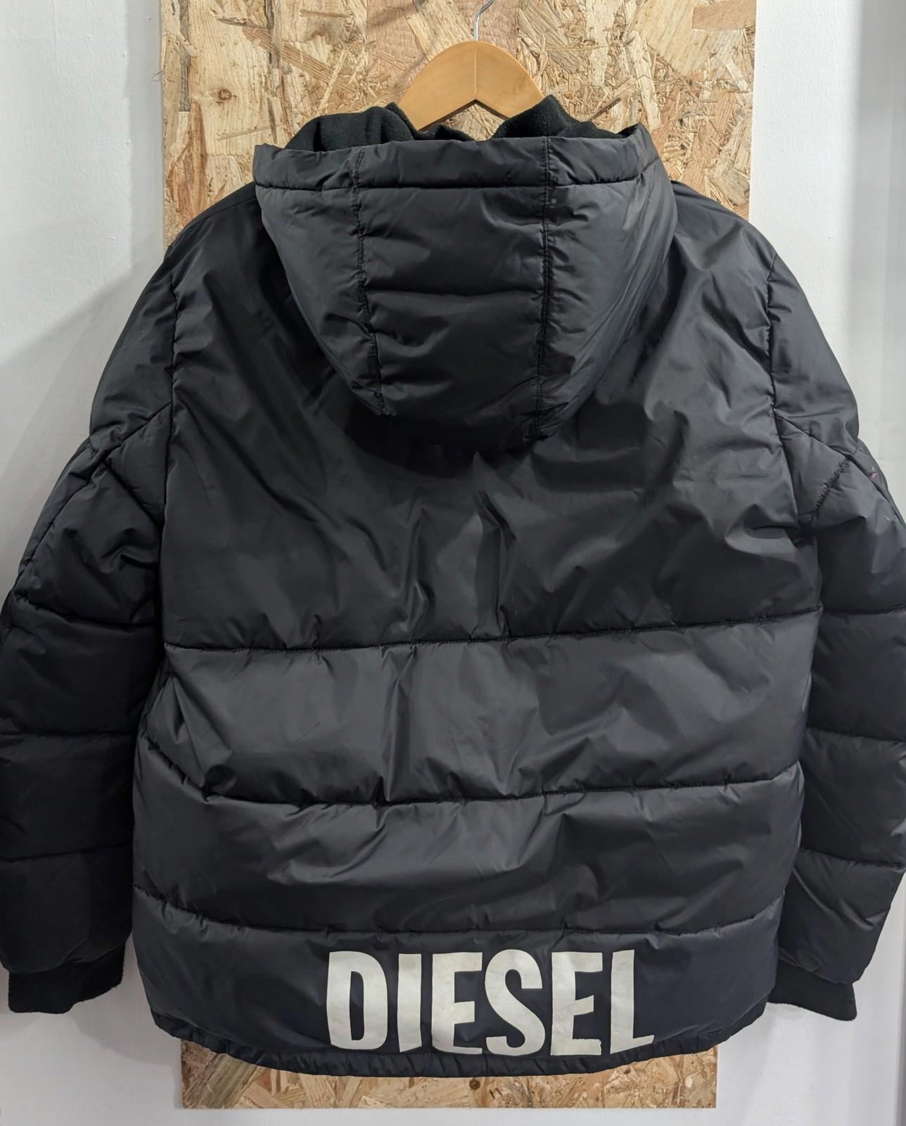 Diesel Puffer Jacket Womens Size 12 Medium Hooded Quilted Black Nylon Warm