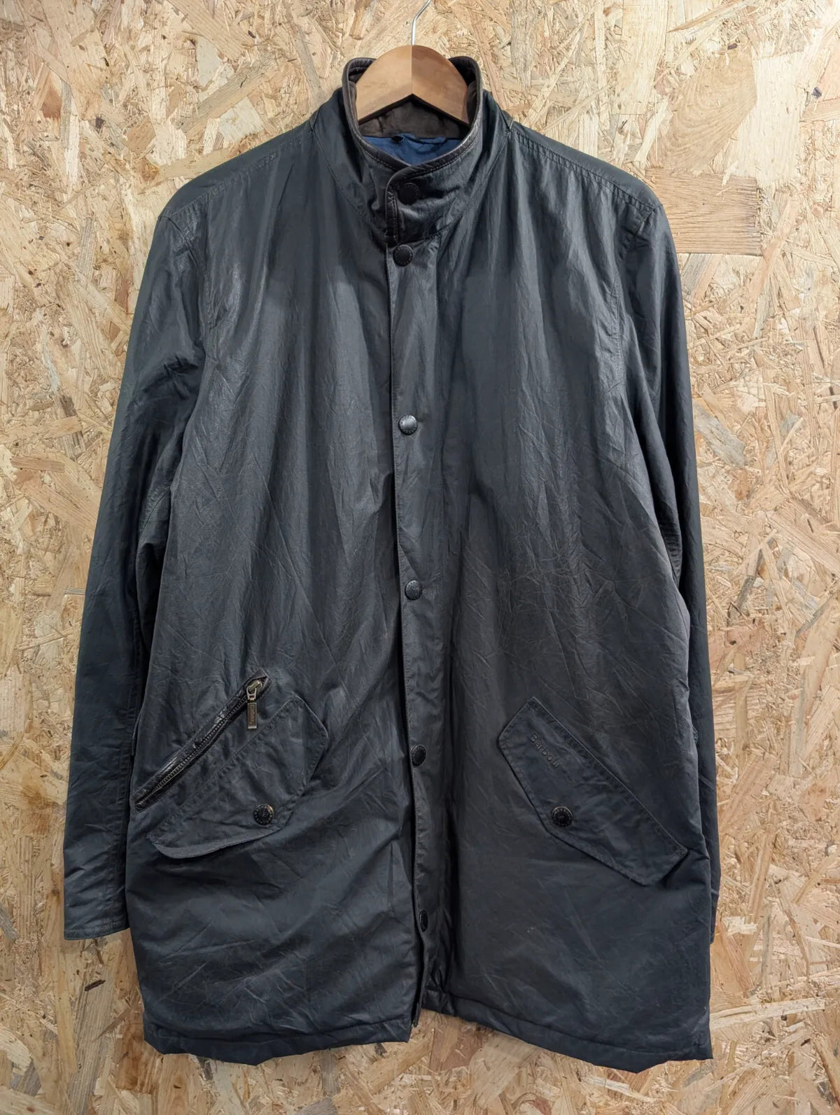 Barbour Wax Jacket Mens Medium Navy Blue Quilted Waterproof Breathable Padded