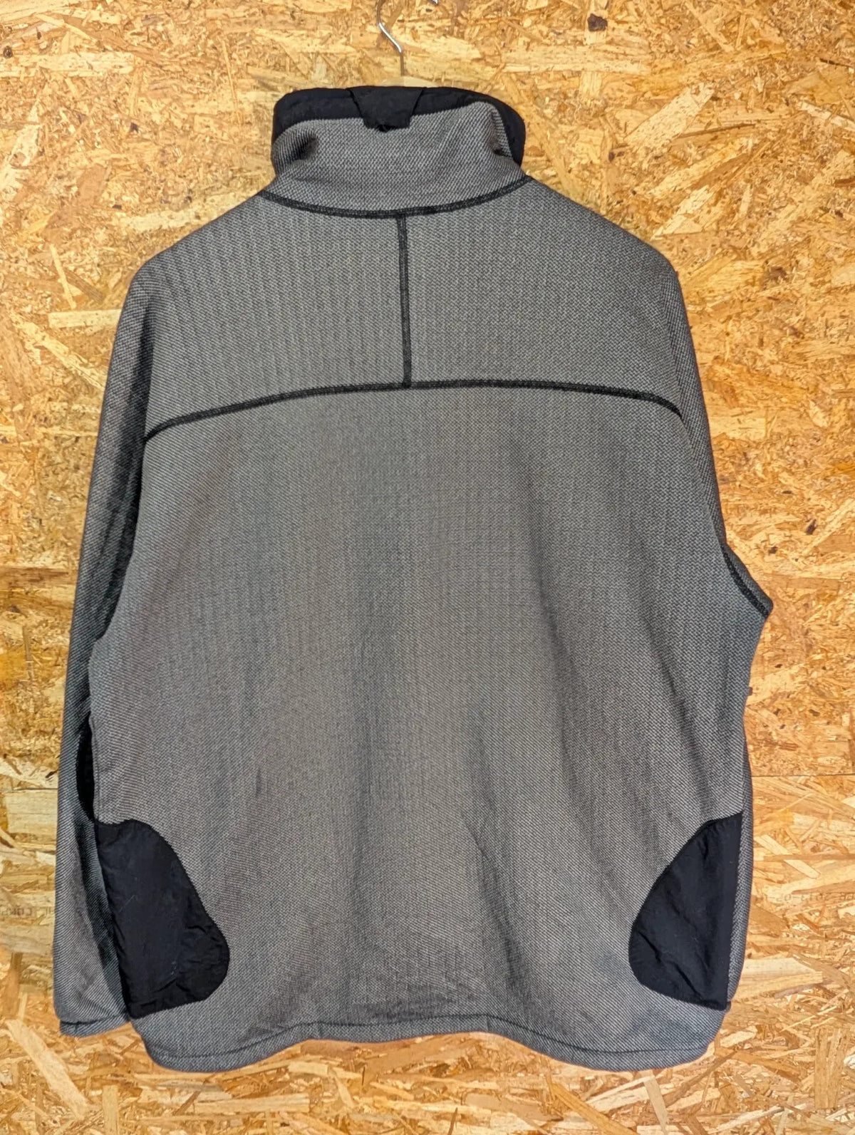 Patagonia R2 Granular Fleece Jacket Mens Large Grey Black Zip Hiking Walking