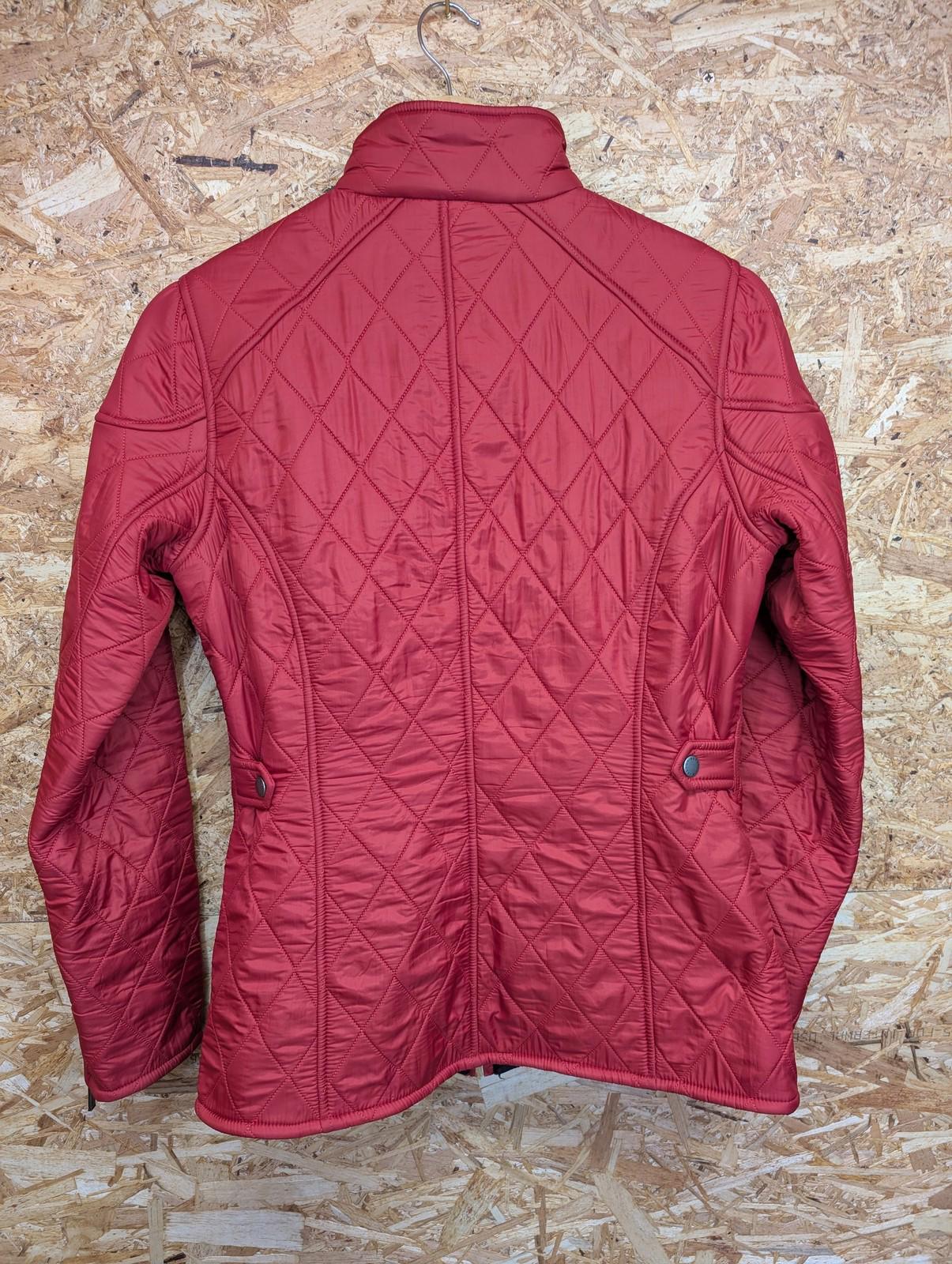 Barbour Trial Quilt Jacket UK 8 Women Full Zip Pockets Red Fleece Lined Padded