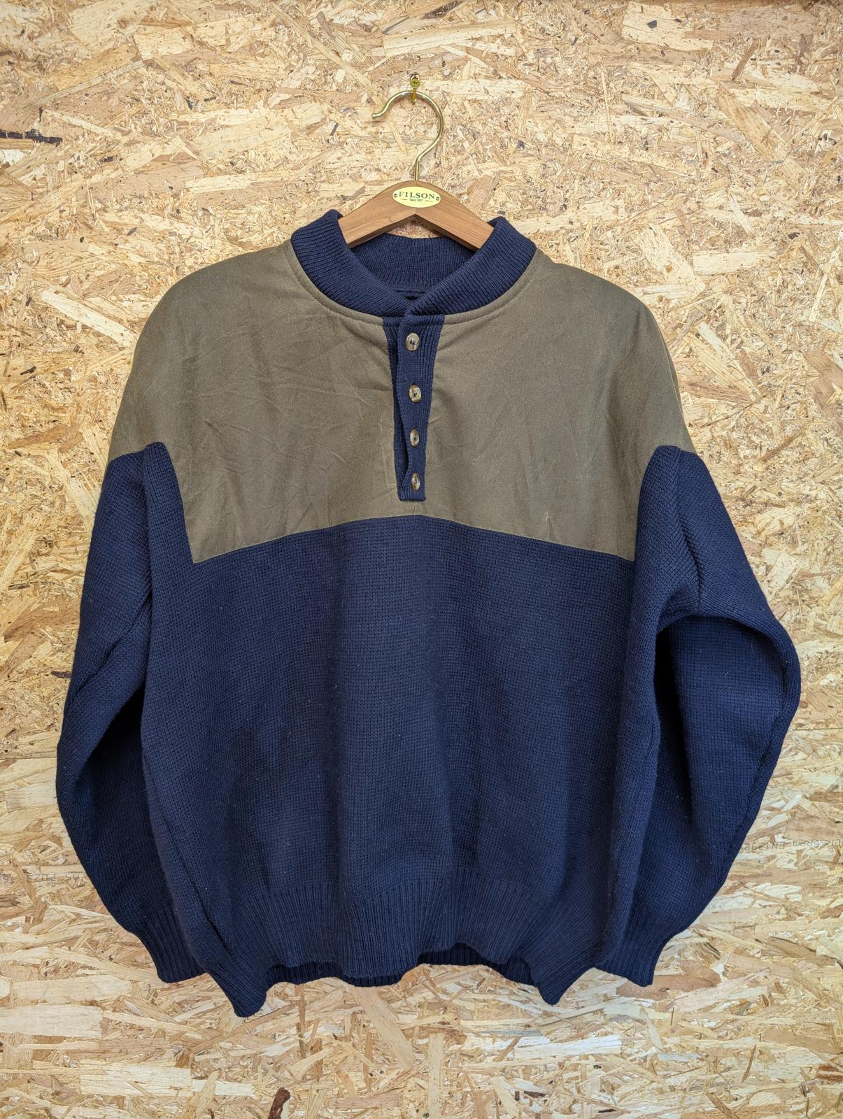 Filson Guide Jumper Mens XL Navy Blue Wool Tin Cloth Sweater Style 710 USA Made