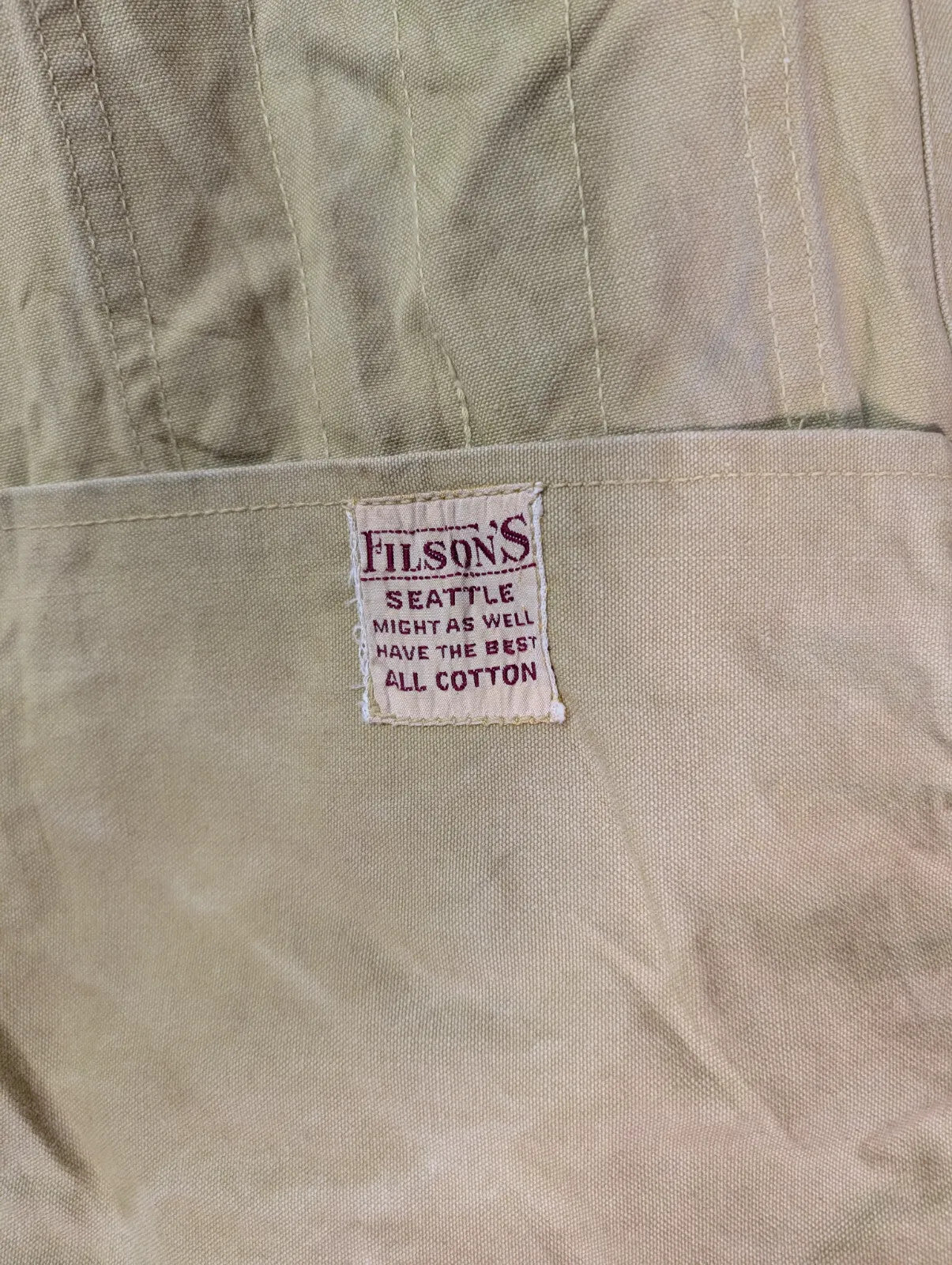 1920s Filson's Dry Cloth Vest Mens Beige Canvas USA Made Vintage Tin Rare 1890s