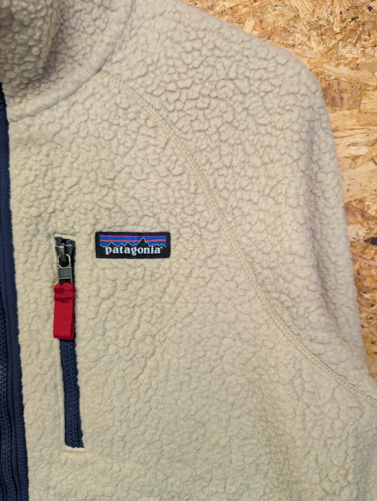 Patagonia Retro Deep Pile Fleece Vest Mens Large Ivory Sherpa Full Zip Outdoor