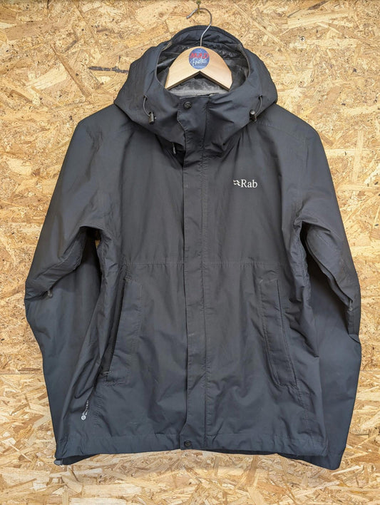 Rab Downpour Eco Jacket Medium Women Waterproof Windbreaker Outdoor Coat Black