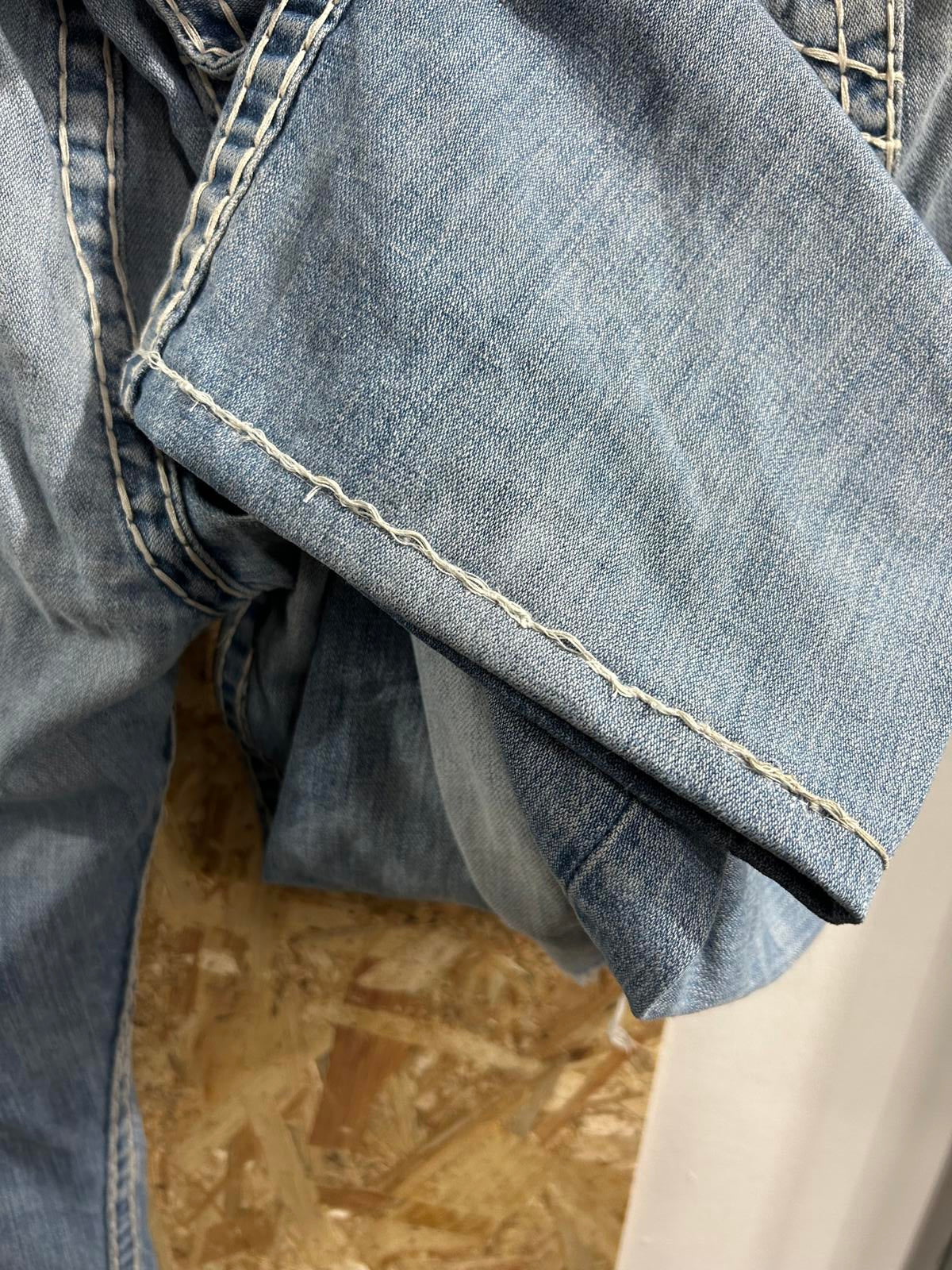 True Religion Jack Jeans W40 L31 USA Made Stonewash Blue Distress Vintage 90s