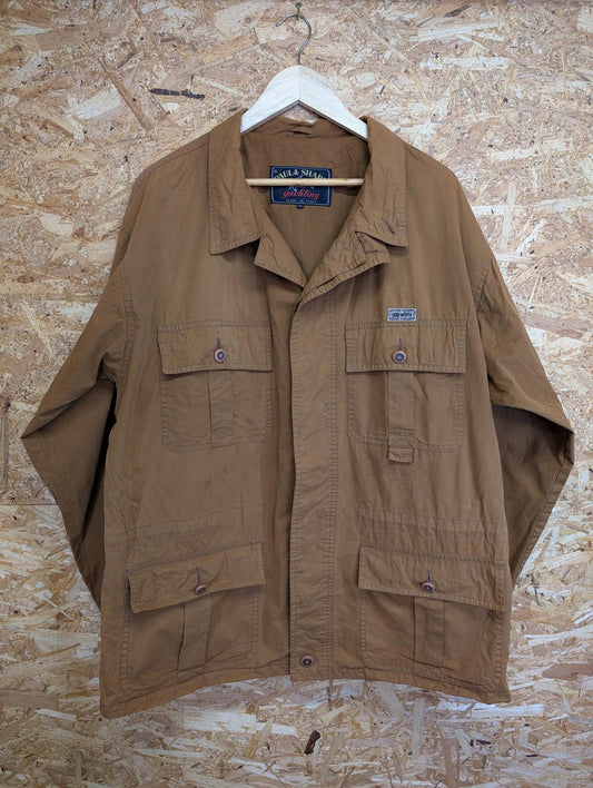 Paul & Shark Jacket 2XL Men Yachting XXL Utility Style Brown Cotton Made Italy