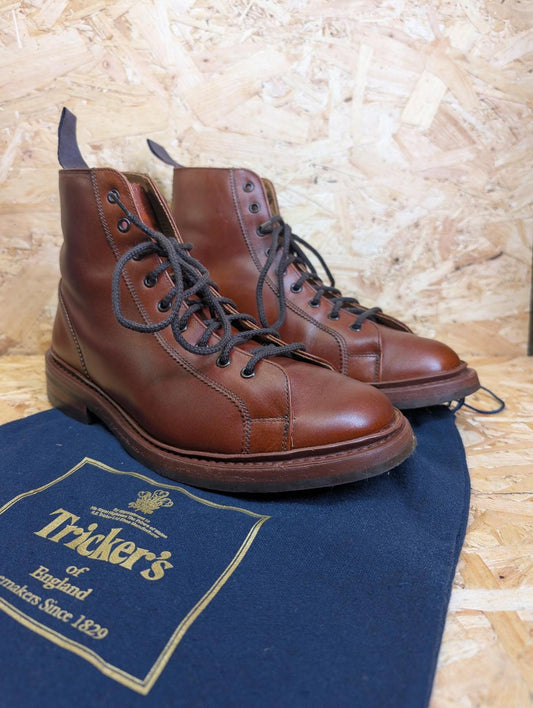 Trickers Mens Ethan Boots UK 7 Leather Monkey Brown Lace Up Made England Mod