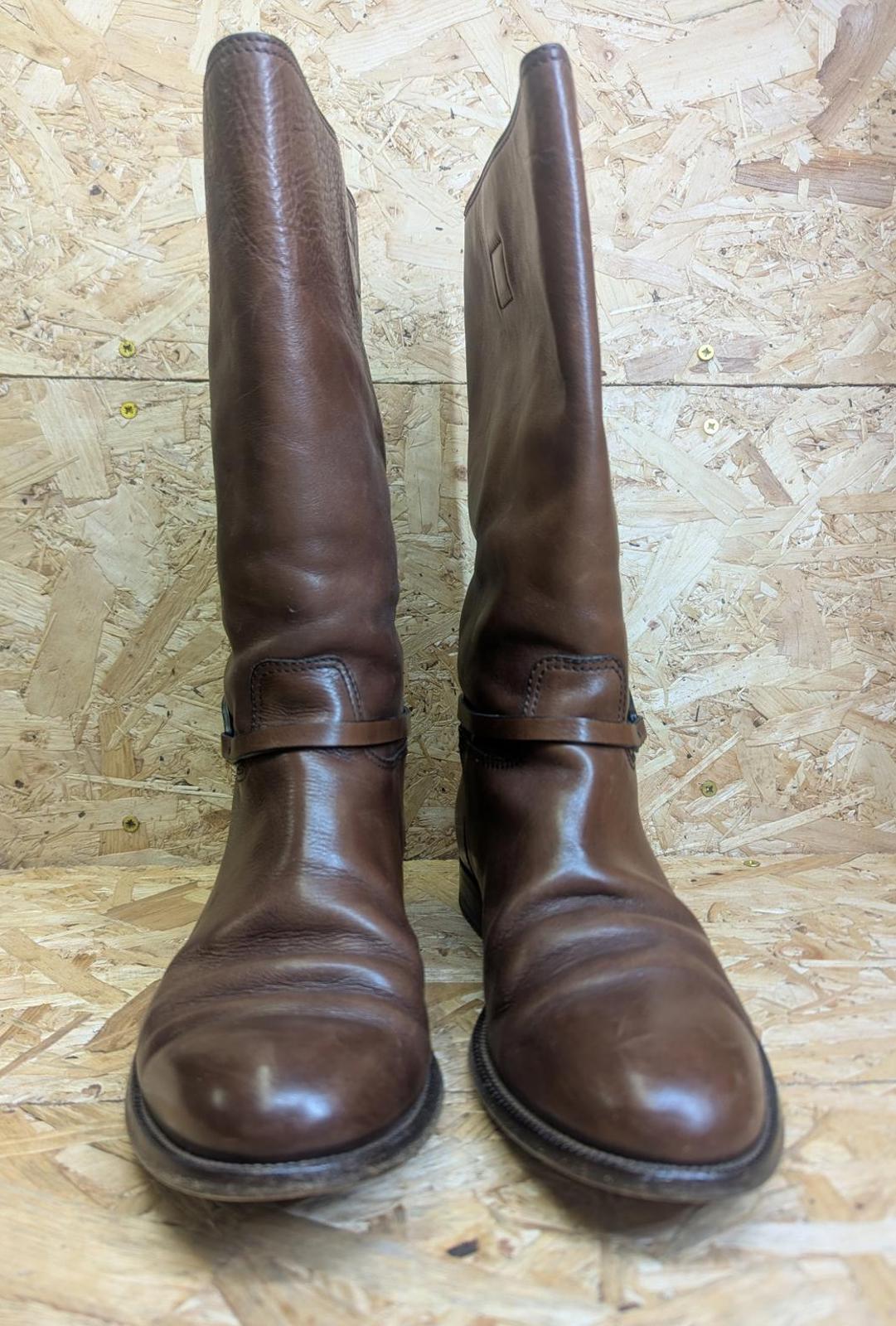 Gucci Interlocking G Leather Slouch Boots UK 9 EU 43 E Brown Boxed Dust Bags