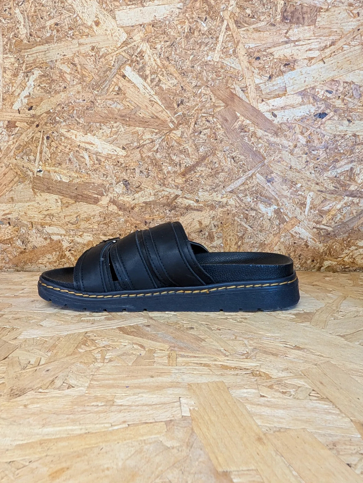 Dr Martens Black Leather Athena Sandals UK 5 EU 38 Buckle Slip On Raine Wedge