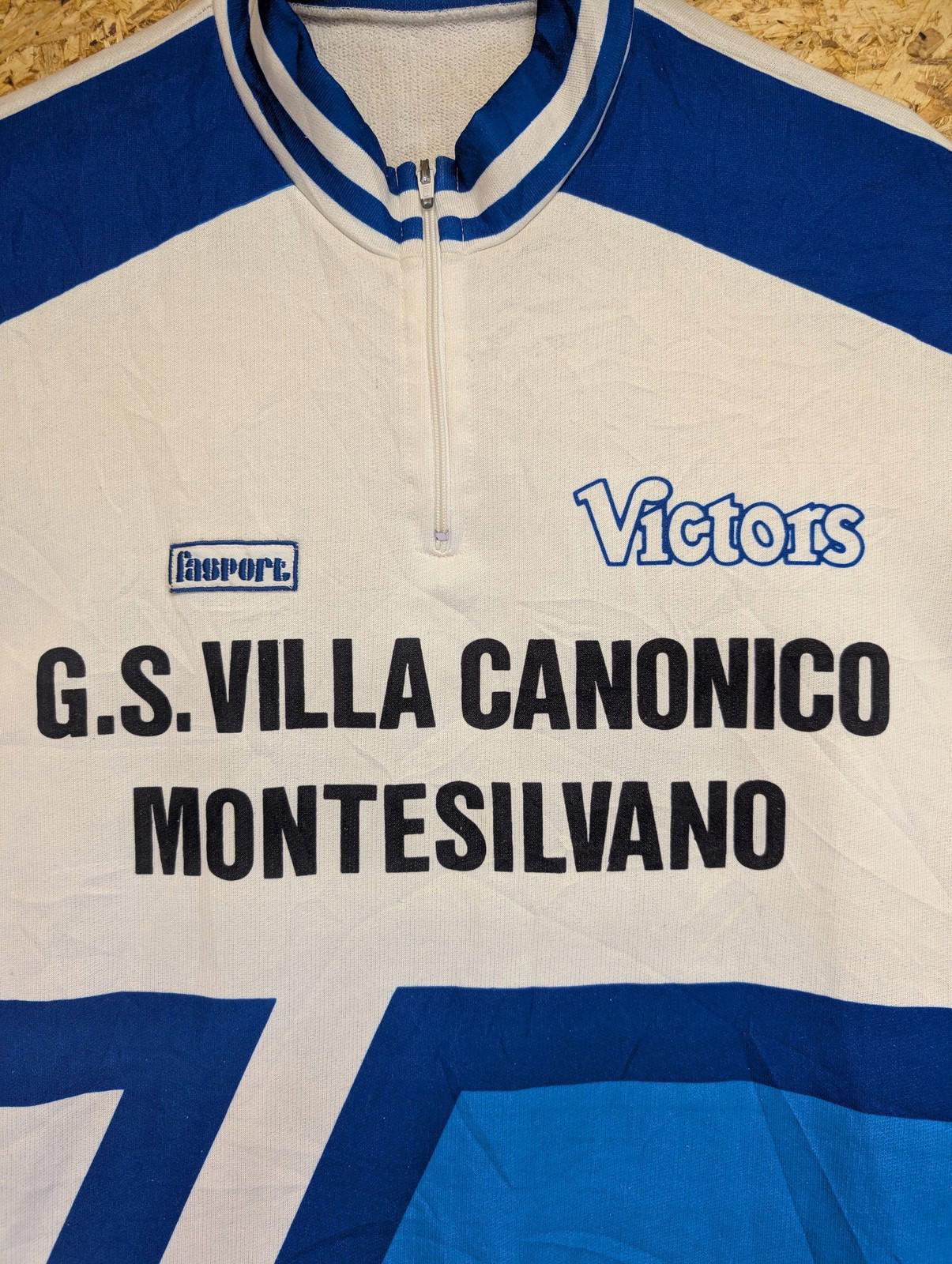 Vintage Victors Cycling Jersey Men Unisex Medium Half Zip Blue White Graphic Top