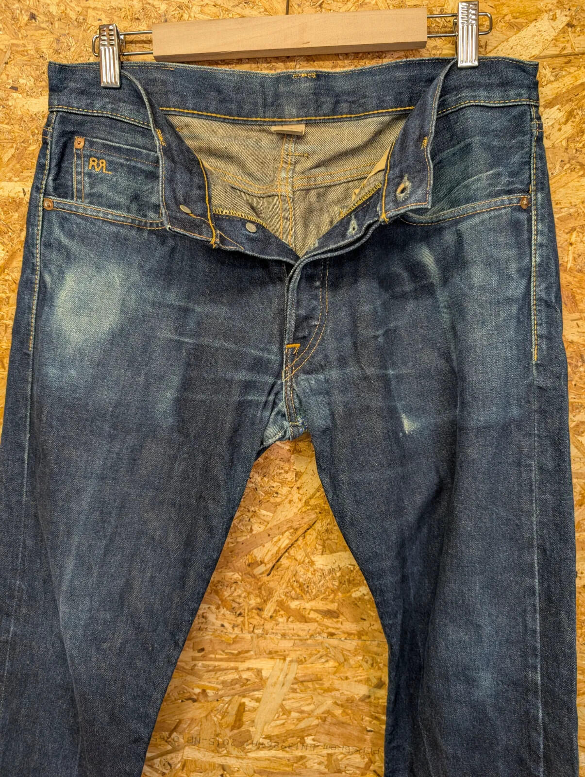RRL Selvedge Jeans Mens W32 L32 Navy Blue Wash Denim Button Fly Straight Leg