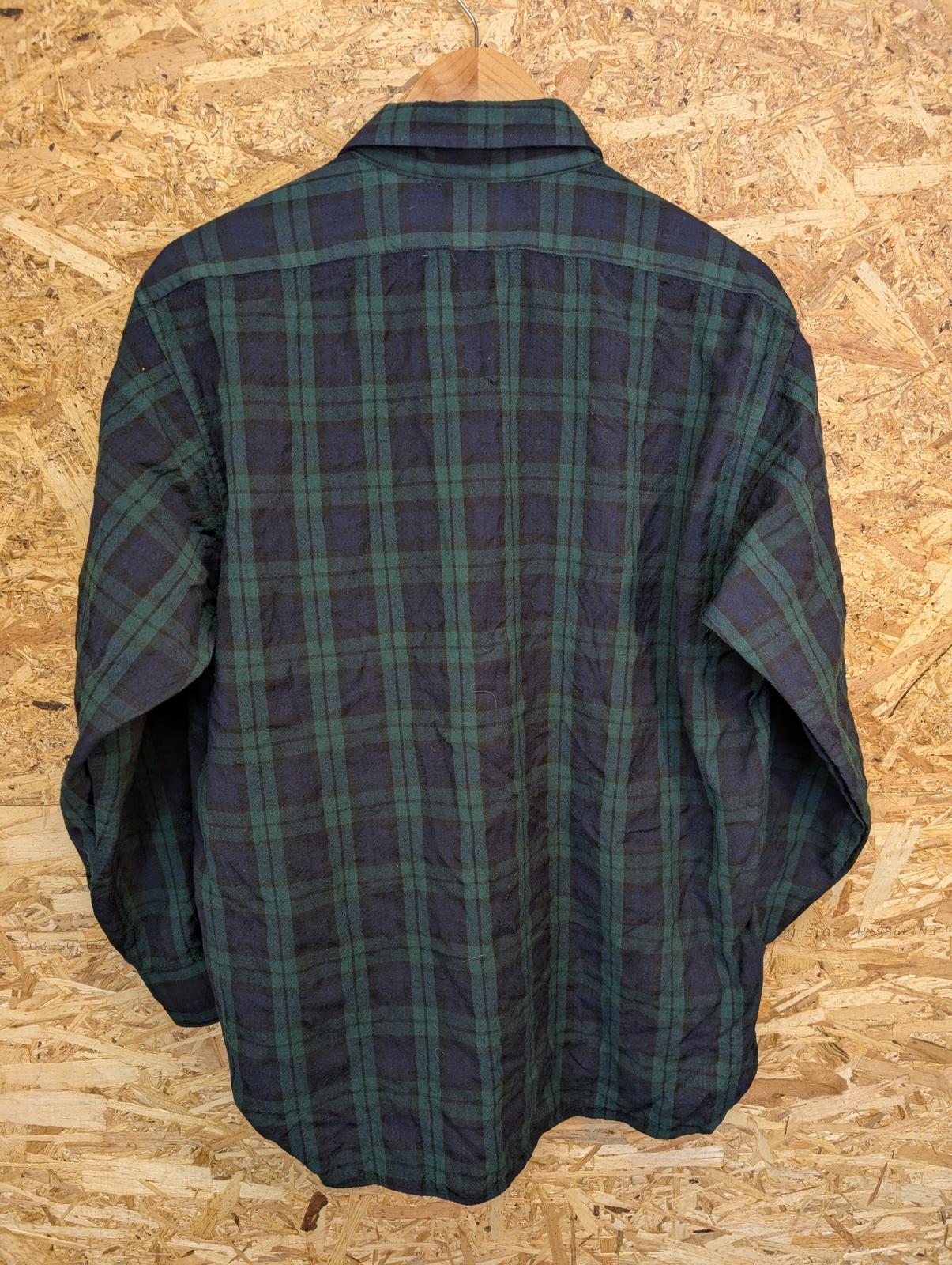 Sir Pendleton Shirt L Navy Blue Green Check Plaid Wool Black Watch Tartan USA