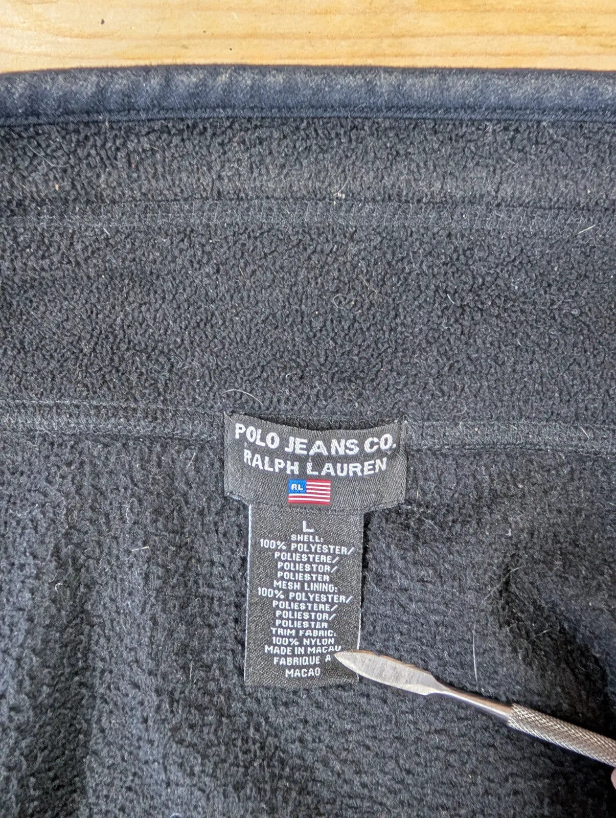 Vintage Ralph Lauren Gilet Fleece Vest Mens Large Black Full Zip Polo Jeans Co