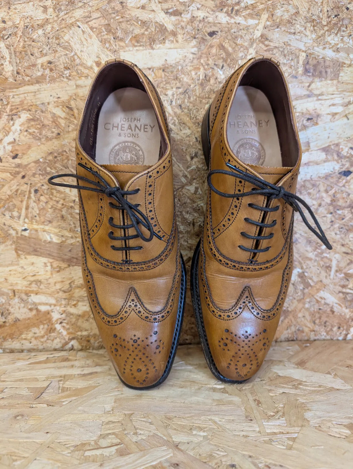 Joseph Cheaney & Sons Wingtip Oxford Shoes Men UK 7 Tan Leather Brogue Gladstone