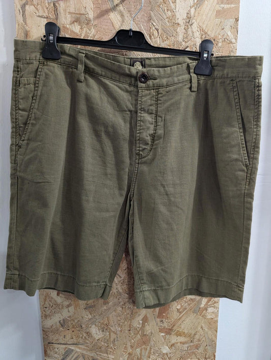 Pretty Green Men's Chino Shorts UK W38 Casual Olive Khaki Green Lined Cotton