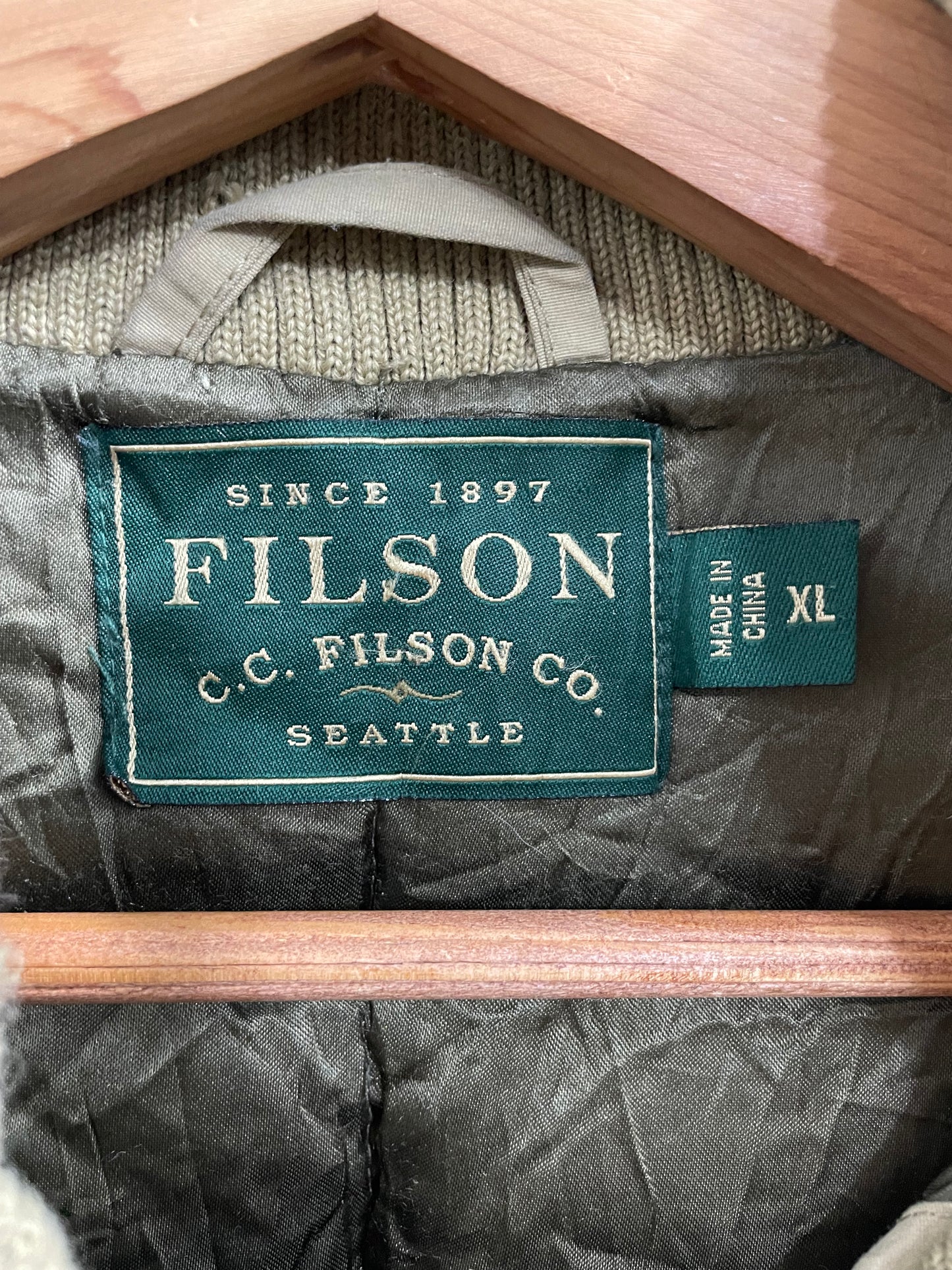 Filson Padded Vest Beige Khaki Cream Outdoor Gilet Body Warmer Mens XL