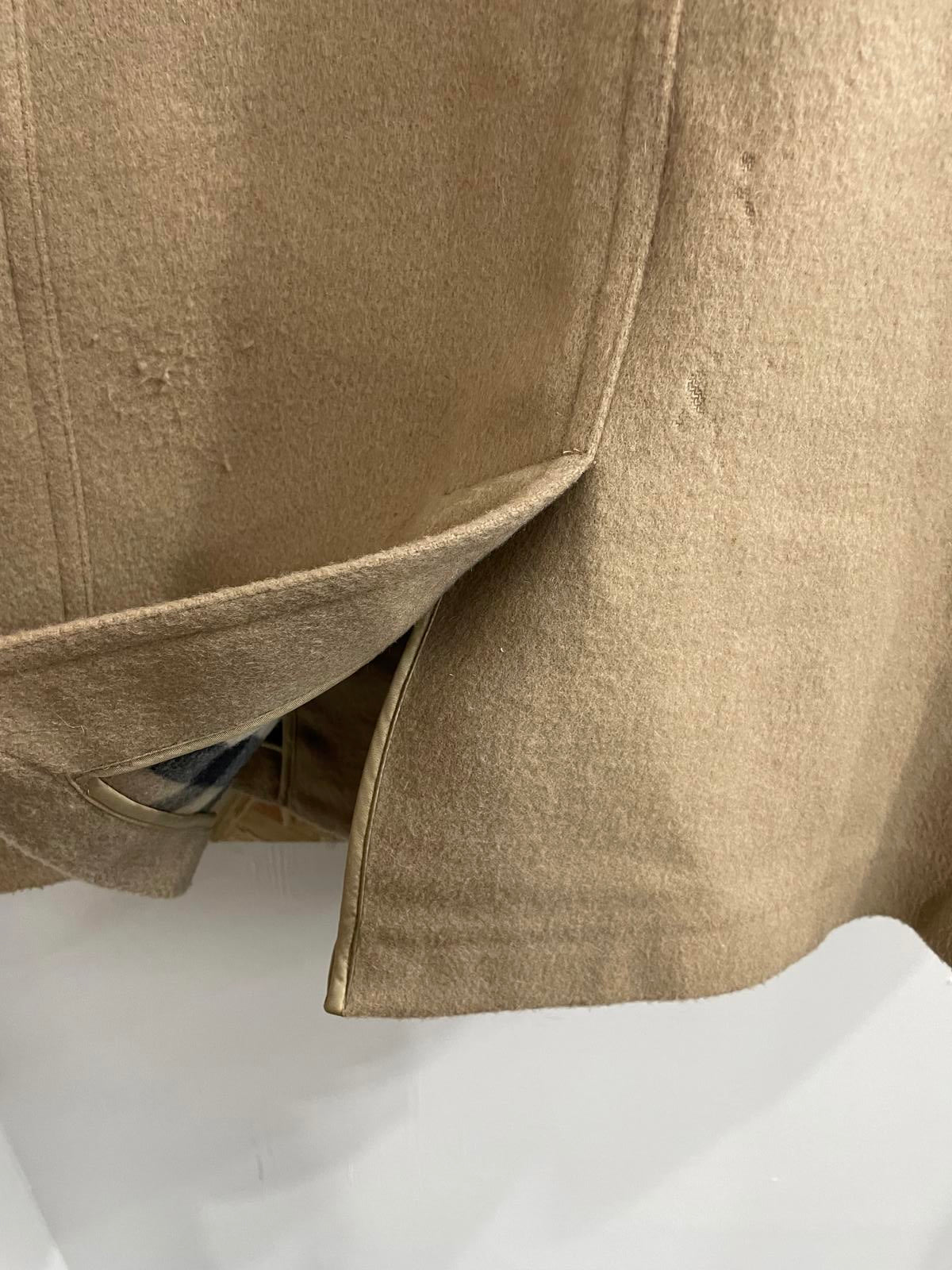 Burberry Brit Wool Coat Nova Check Camel Womens Size UK 10 Made In Italy