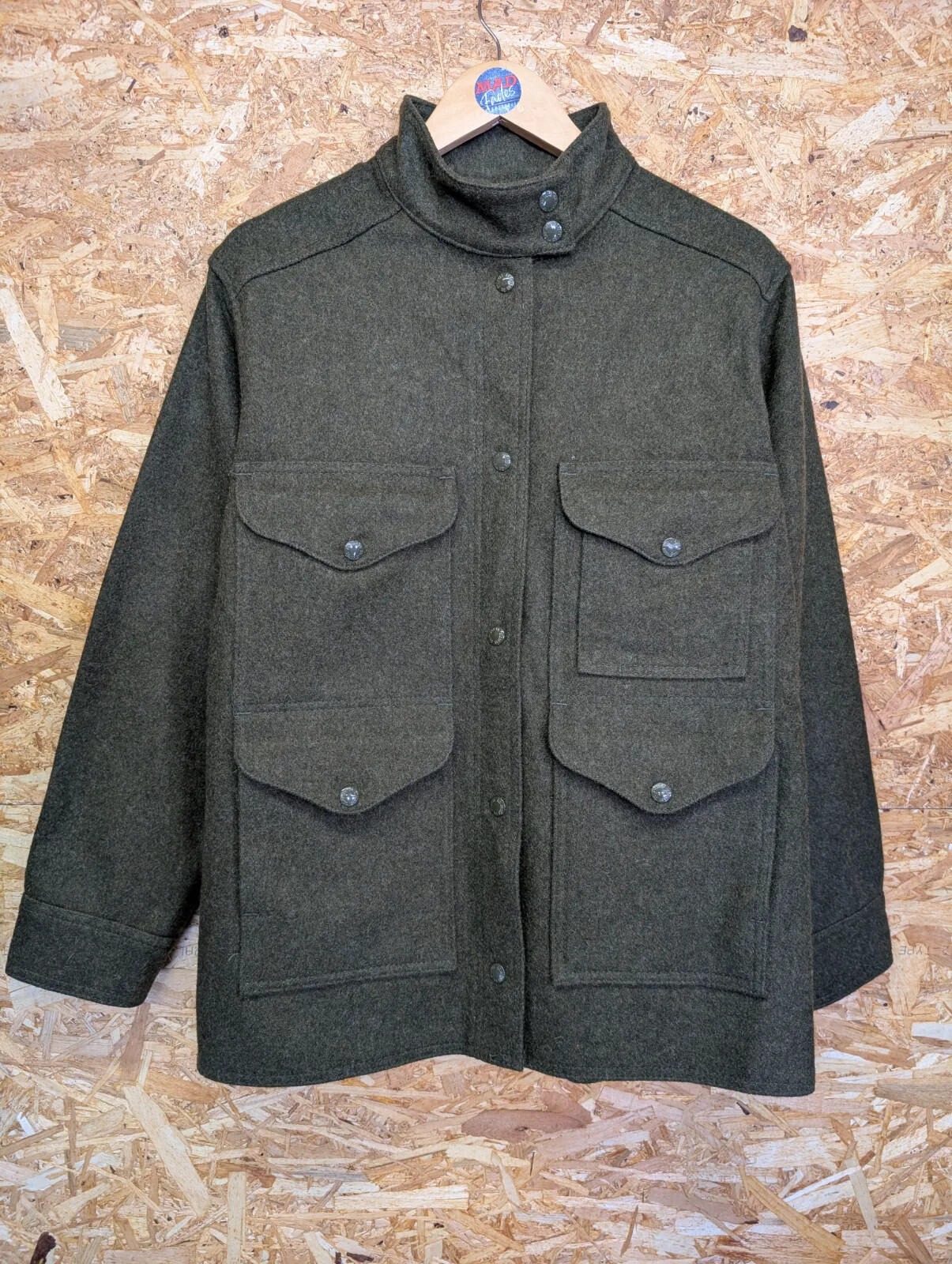 Filson Cruiser Wool Field Jacket Men Medium Forest Green Wool Snap USA Made