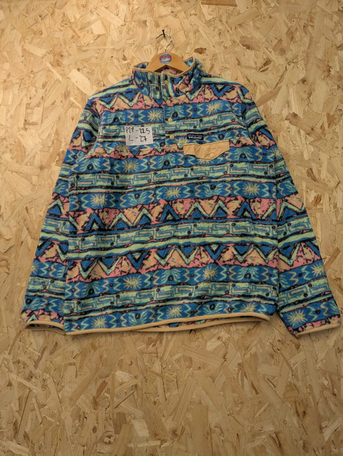 Patagonia Synchilla Fleece Womens Large Blue High Hopes Geo Salamander Pattern