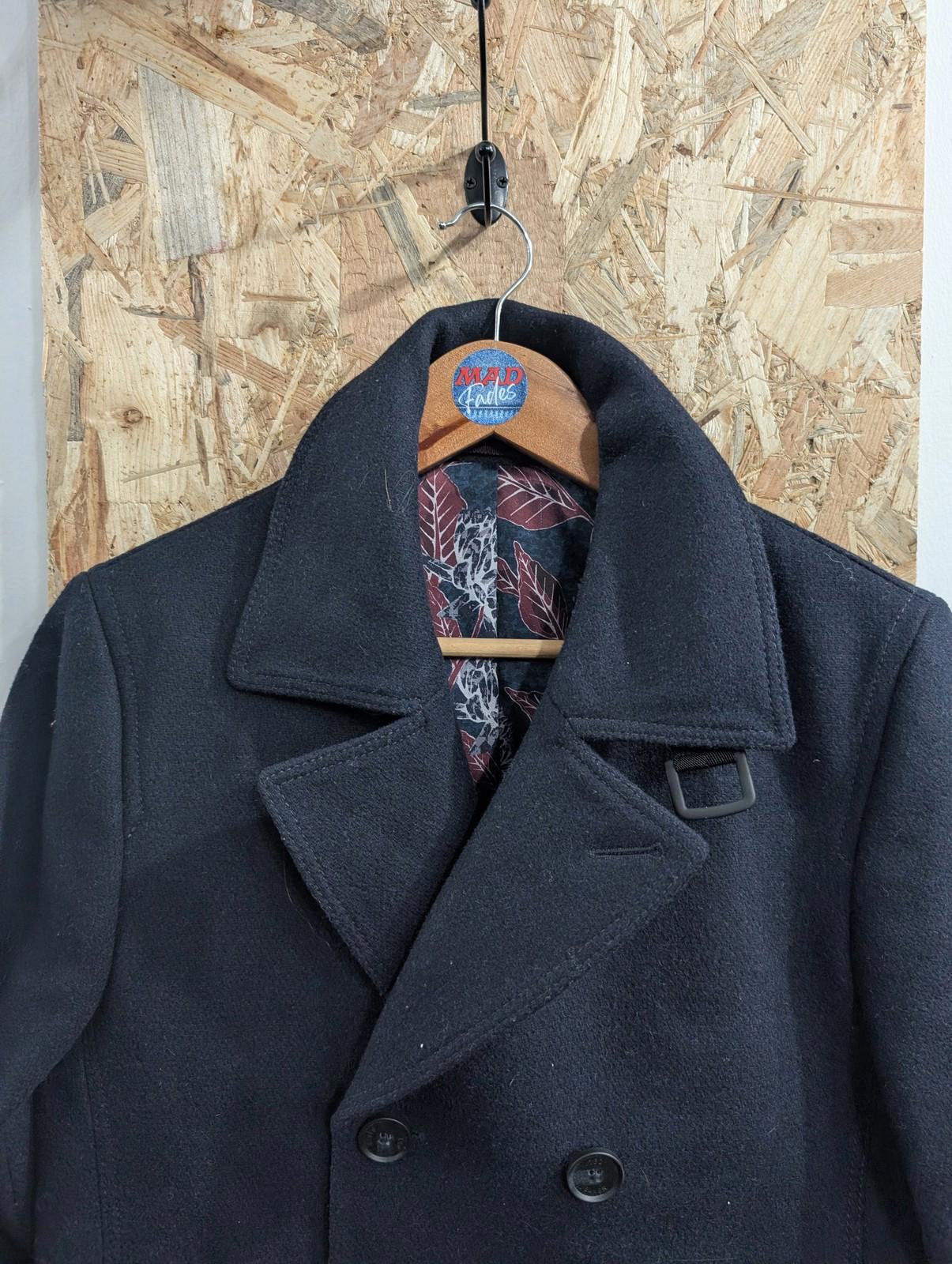 Ted Baker Zachary Pea Coat Small Men Double-Breasted Navy Blue Wool Blend