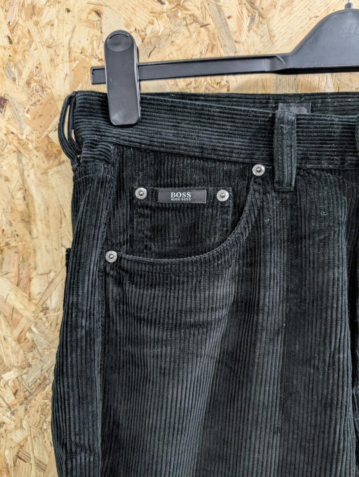 Hugo Boss Cords Trousers W32 L34 Arkansas Black Pants Straight Fit Zip Corduroy