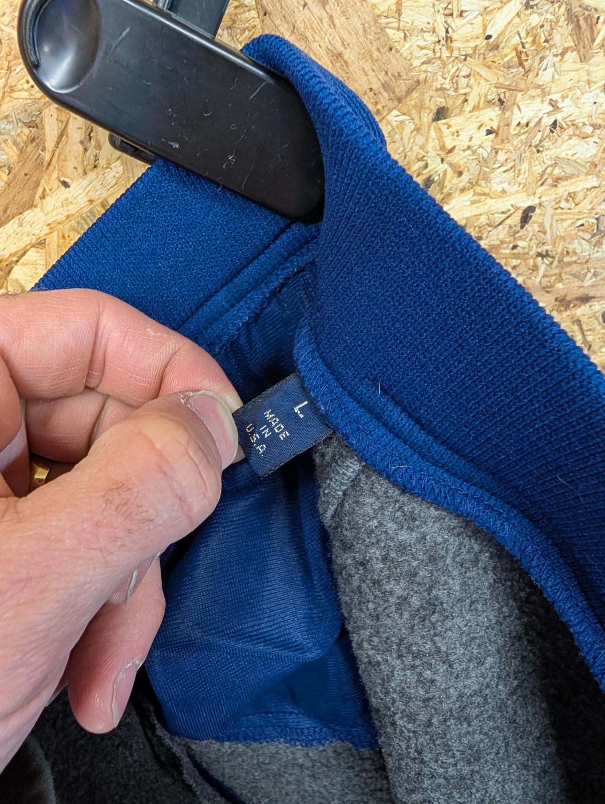 Patagonia Large Fleece Joggers Synchilla Zip Side Grey Navy Blue Vintage 90s USA